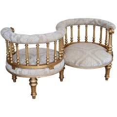 19th Century Victorian Giltwood Conversation Seat