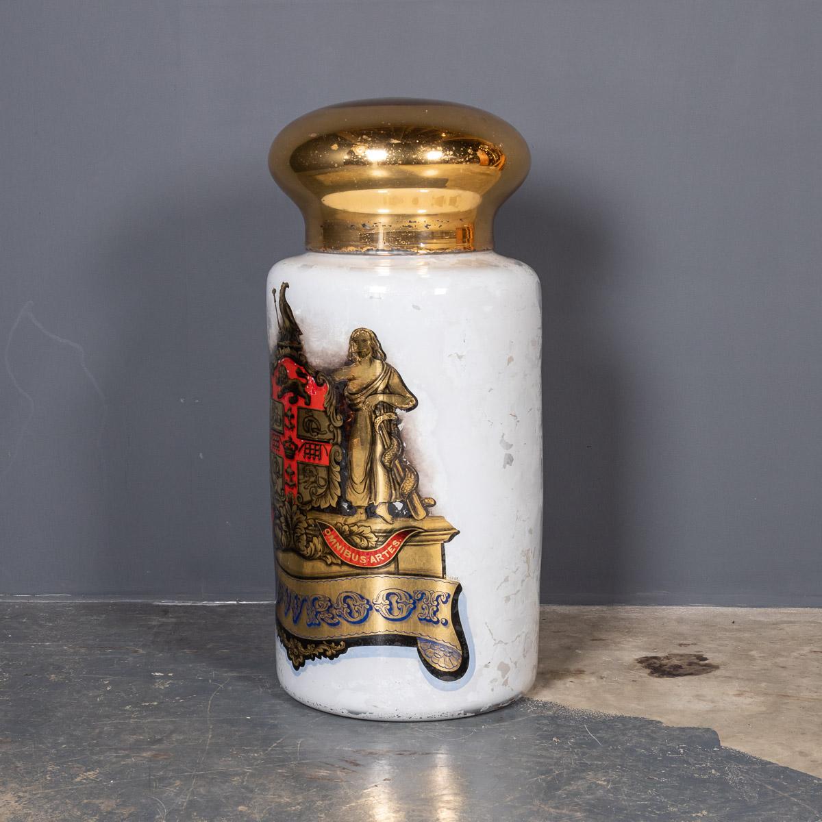 British 19th Century Victorian Glass & Hand Painted Pharmacy Jar, c.1880