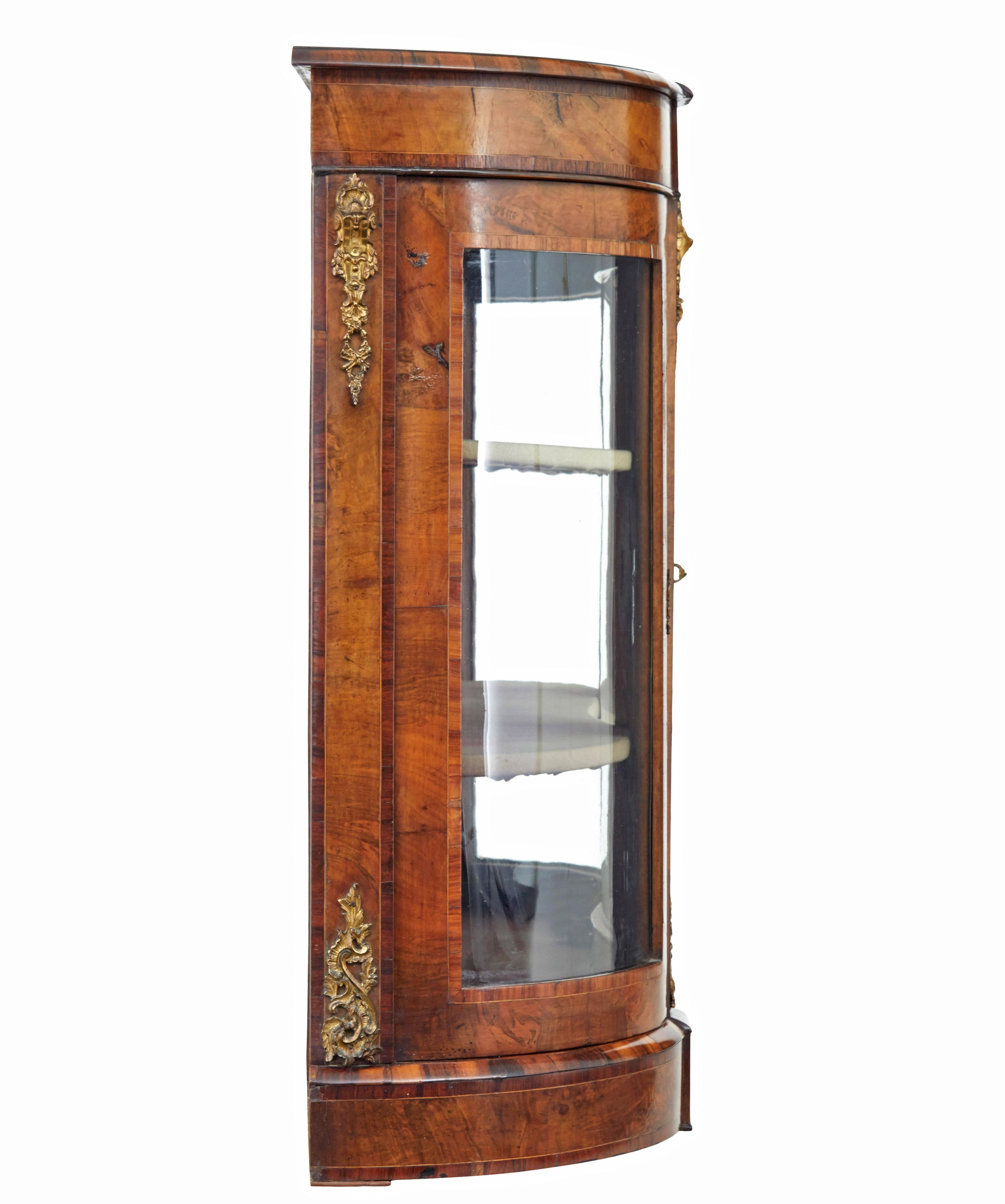 High Victorian 19th century Victorian glazed burr walnut sideboard For Sale
