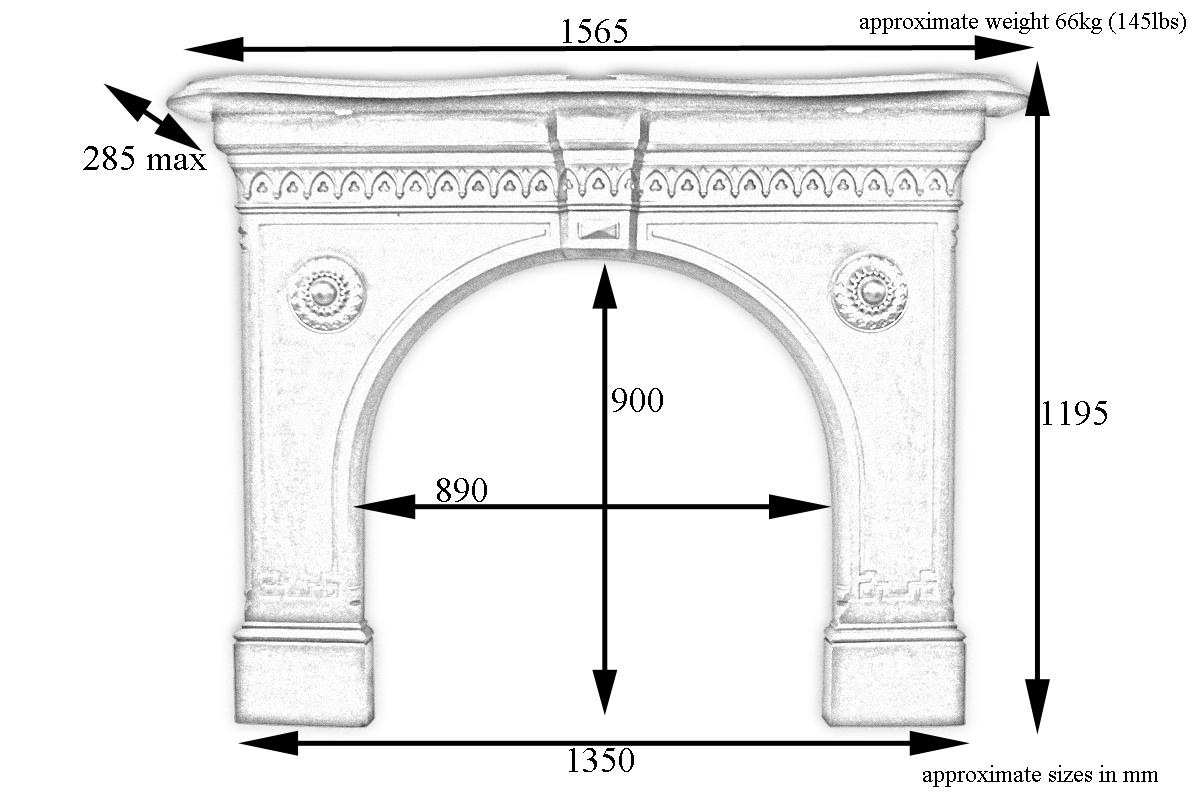 Restored 19th century Victorian Gothic cast iron fire surround with arched aperture in the Gothic manner, circa 1870.

For detailed sizes please see the size diagram within the image gallery.

This fireplace has been finished the traditional black