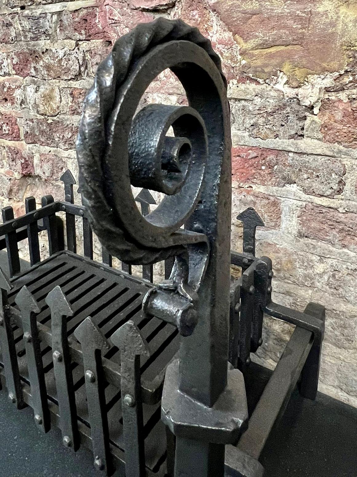Blackened 19th Century Victorian Gothic Fireplace Grate For Sale