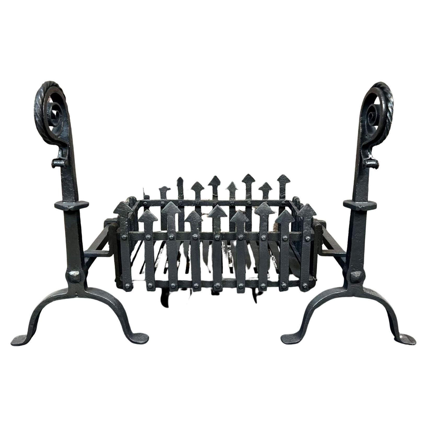 19th Century Victorian Gothic Fireplace Grate For Sale