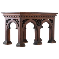 19th Century Victorian Gothic Pine Console Table