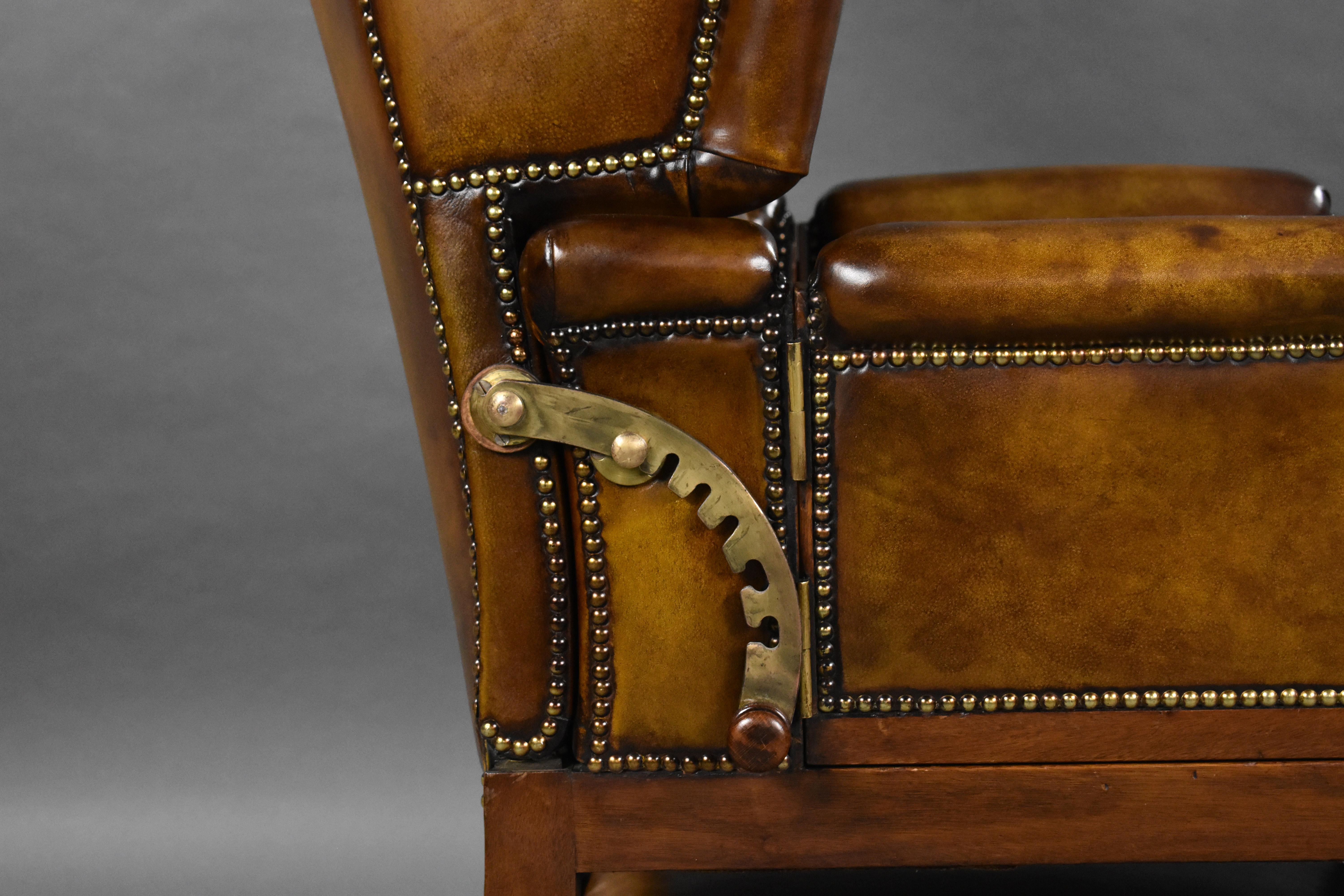 Viktorianischer handgefärbter Ledersessel aus dem 19. Jahrhundert von Foota Lackleder-Liegestühle im Angebot 8