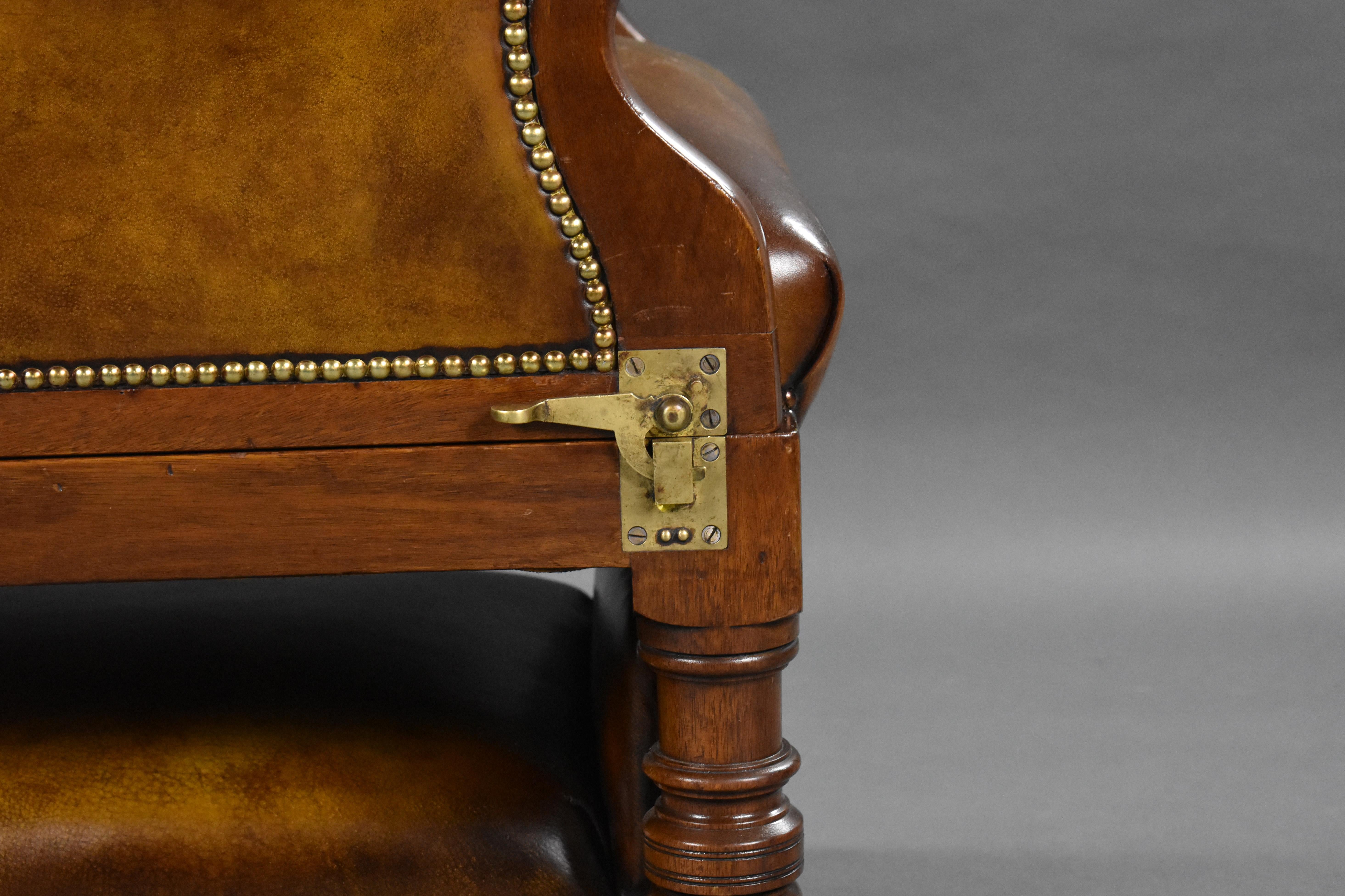 Viktorianischer handgefärbter Ledersessel aus dem 19. Jahrhundert von Foota Lackleder-Liegestühle im Angebot 9