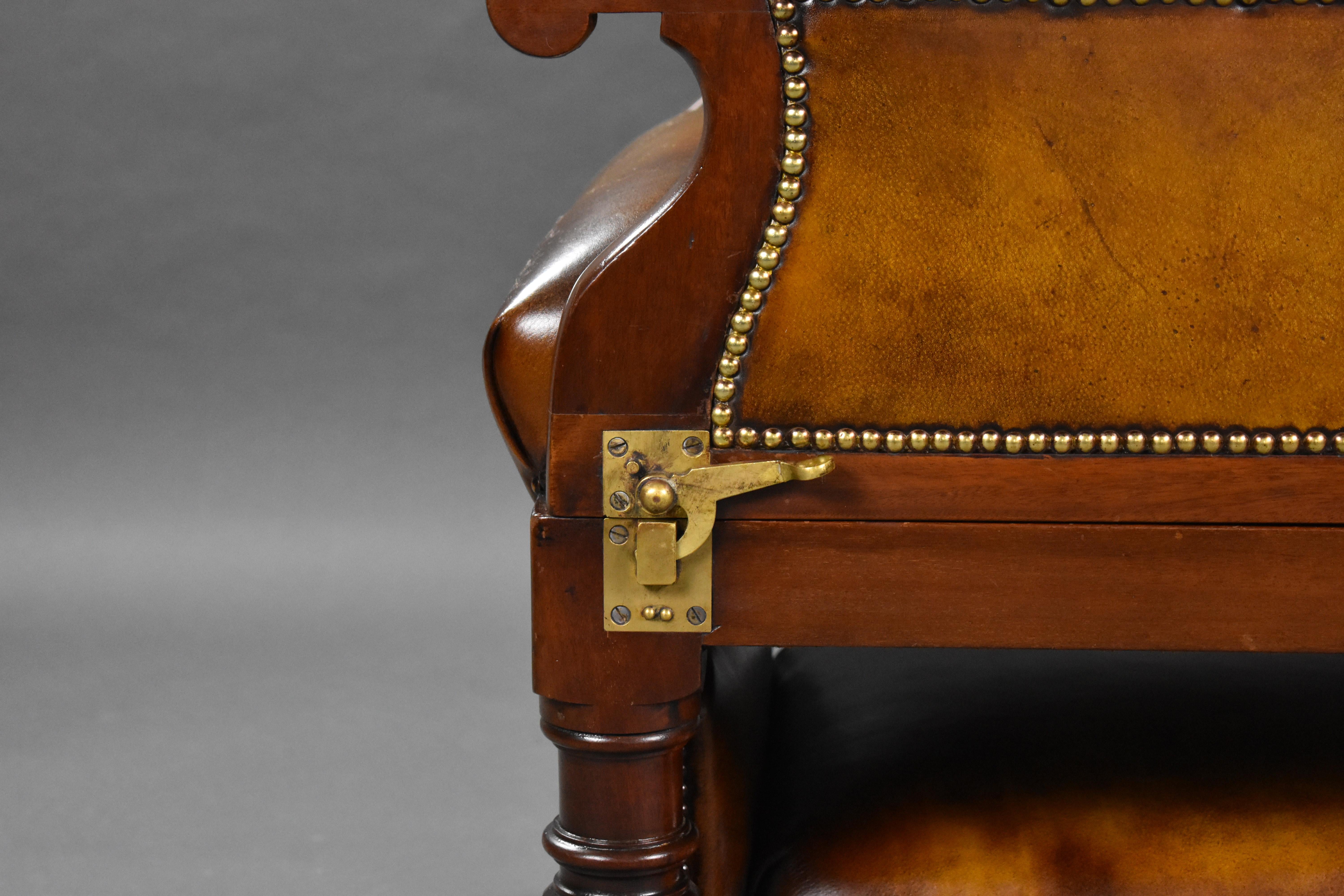 Viktorianischer handgefärbter Ledersessel aus dem 19. Jahrhundert von Foota Lackleder-Liegestühle im Angebot 13