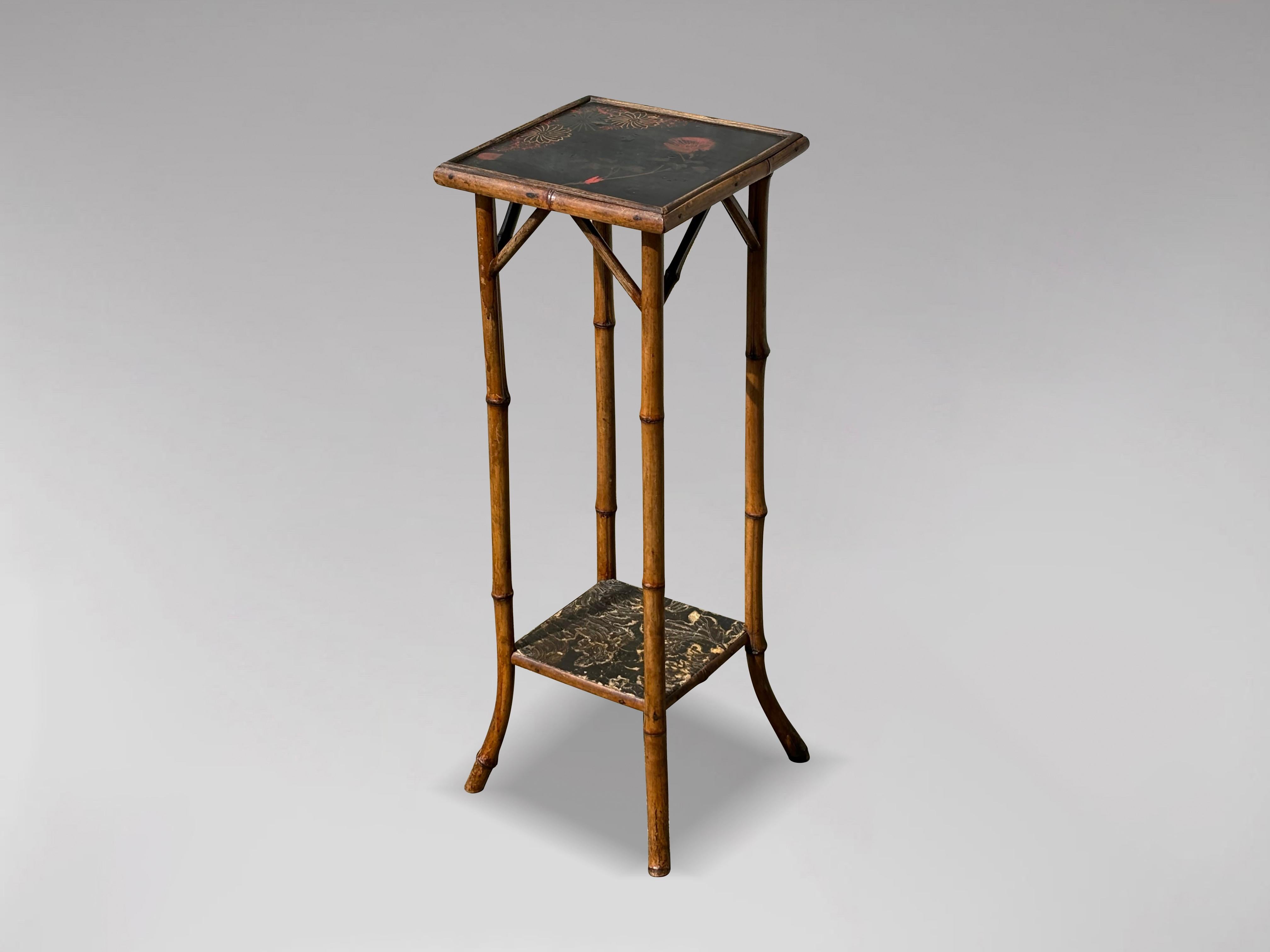 Late Victorian 19th Century Victorian Hand Painted Tiger Bamboo Side Table