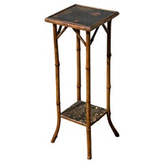 Antique 19th Century Victorian Hand Painted Tiger Bamboo Side Table