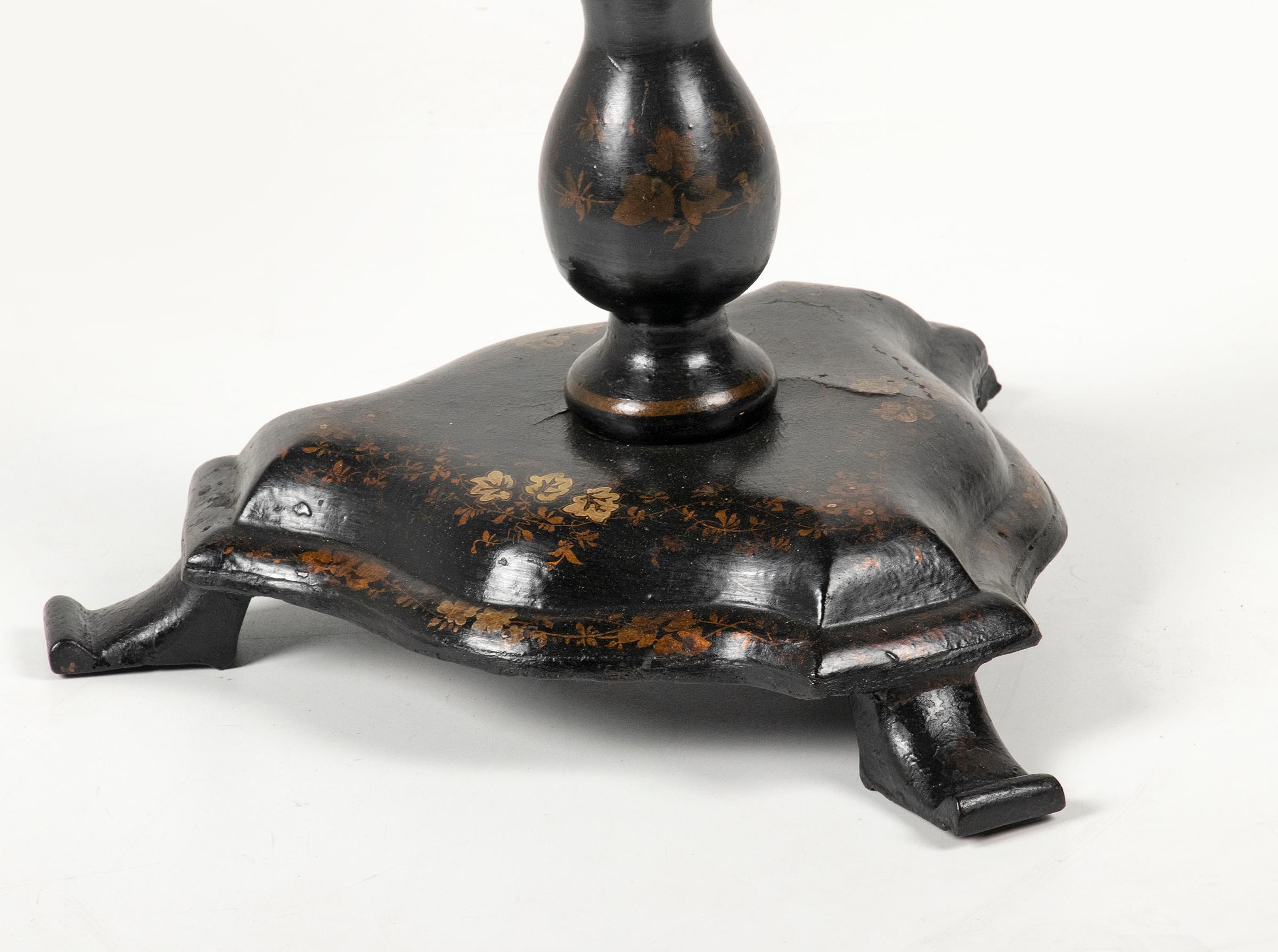 19th Century Victorian Hand Painted Tilt-Top Side Table 8