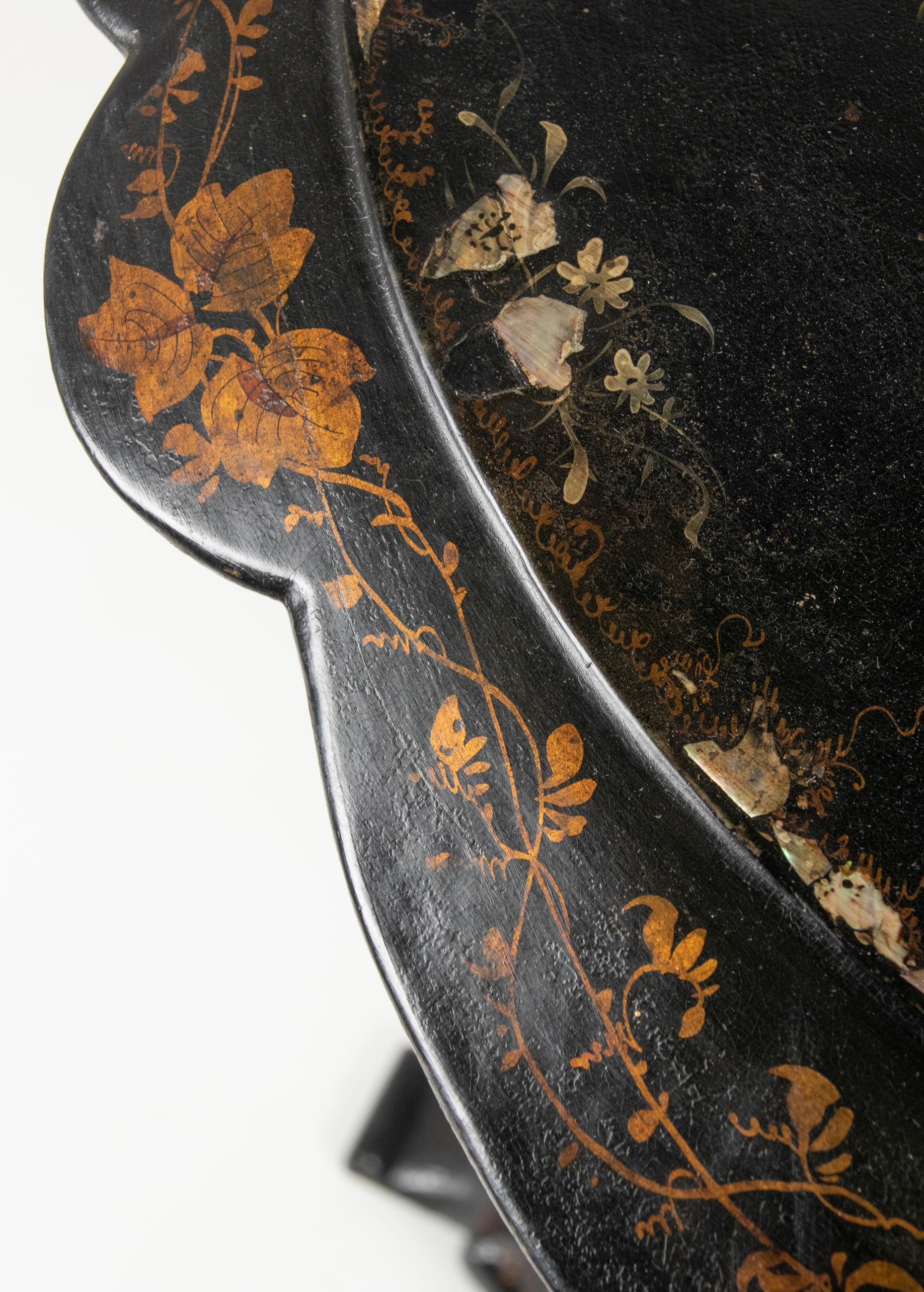 19th Century Victorian Hand Painted Tilt-Top Side Table 13