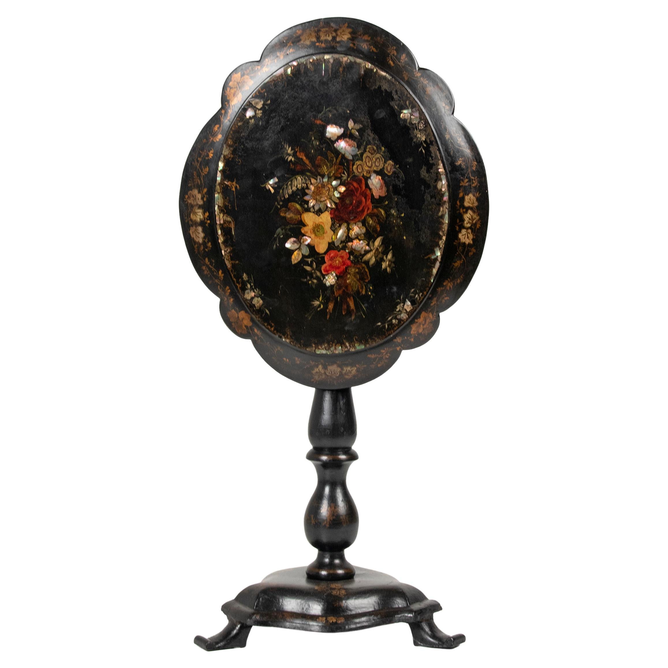 19th Century Victorian Hand Painted Tilt-Top Side Table