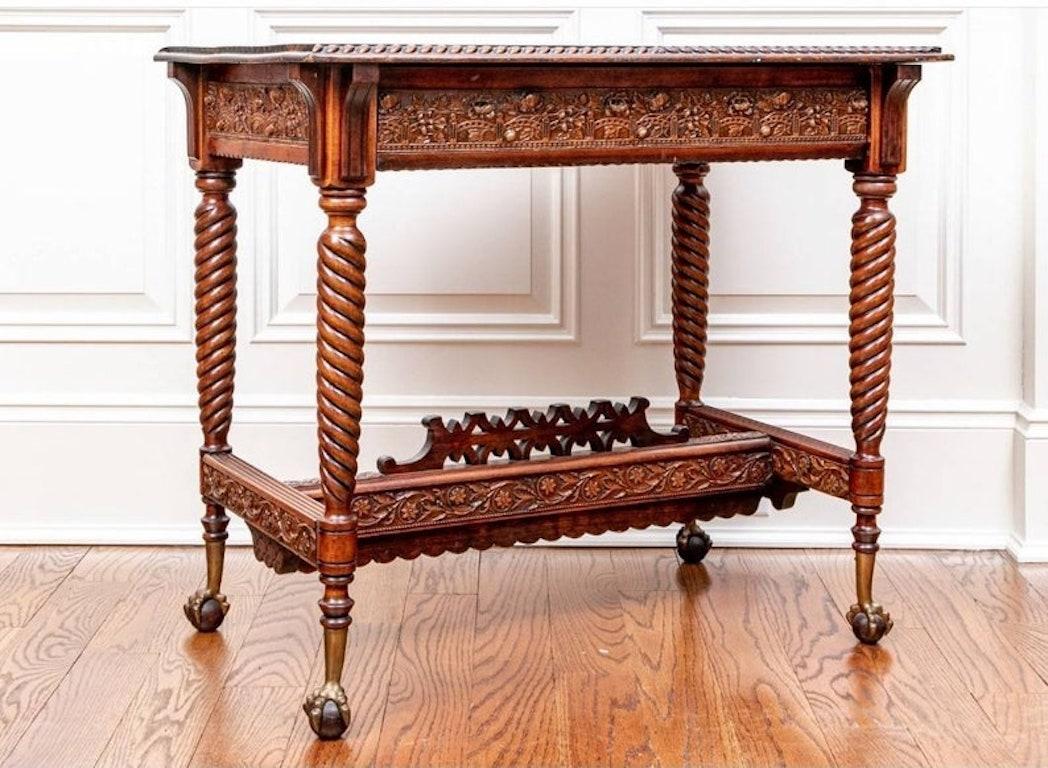 19th Century Victorian Highly Carved Parlor Table For Sale 5