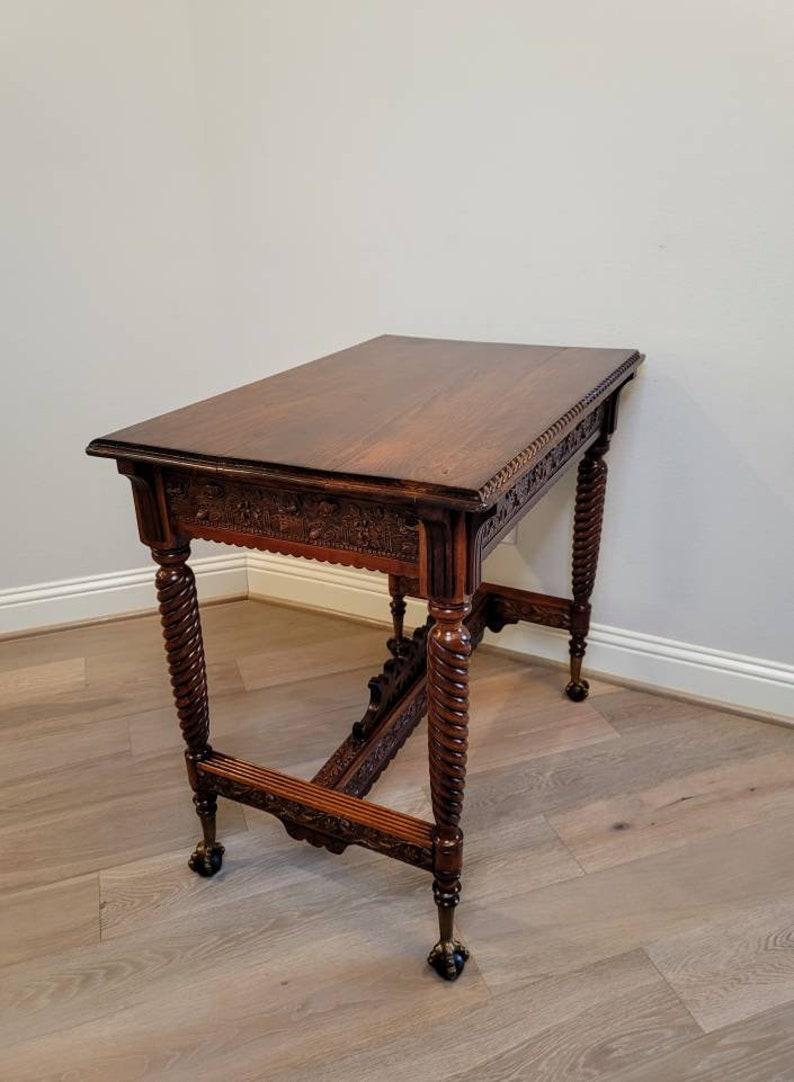 19th Century Victorian Highly Carved Parlor Table For Sale 1