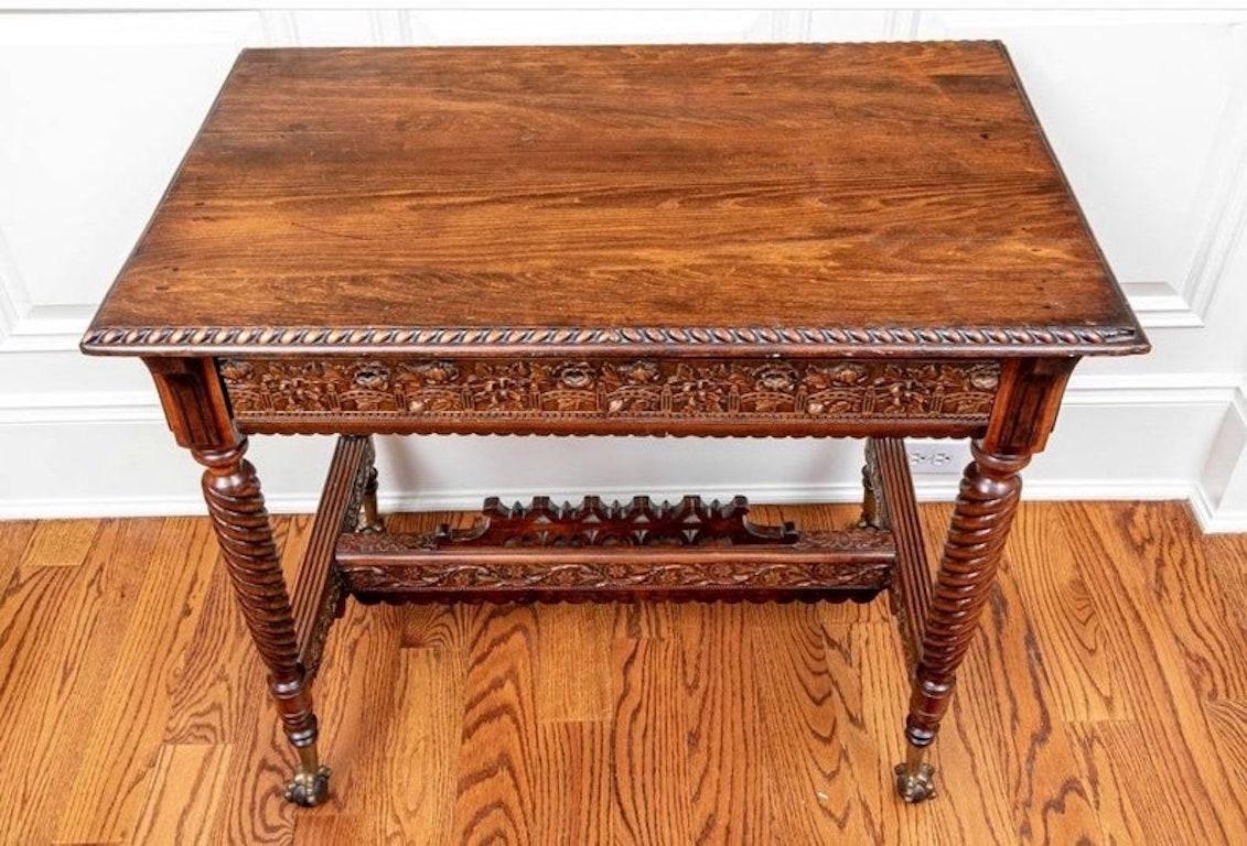 19th Century Victorian Highly Carved Parlor Table For Sale 4