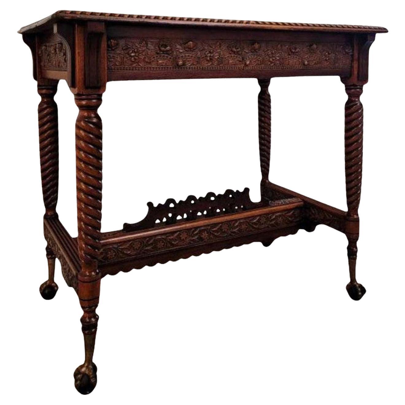 19th Century Victorian Highly Carved Parlor Table For Sale