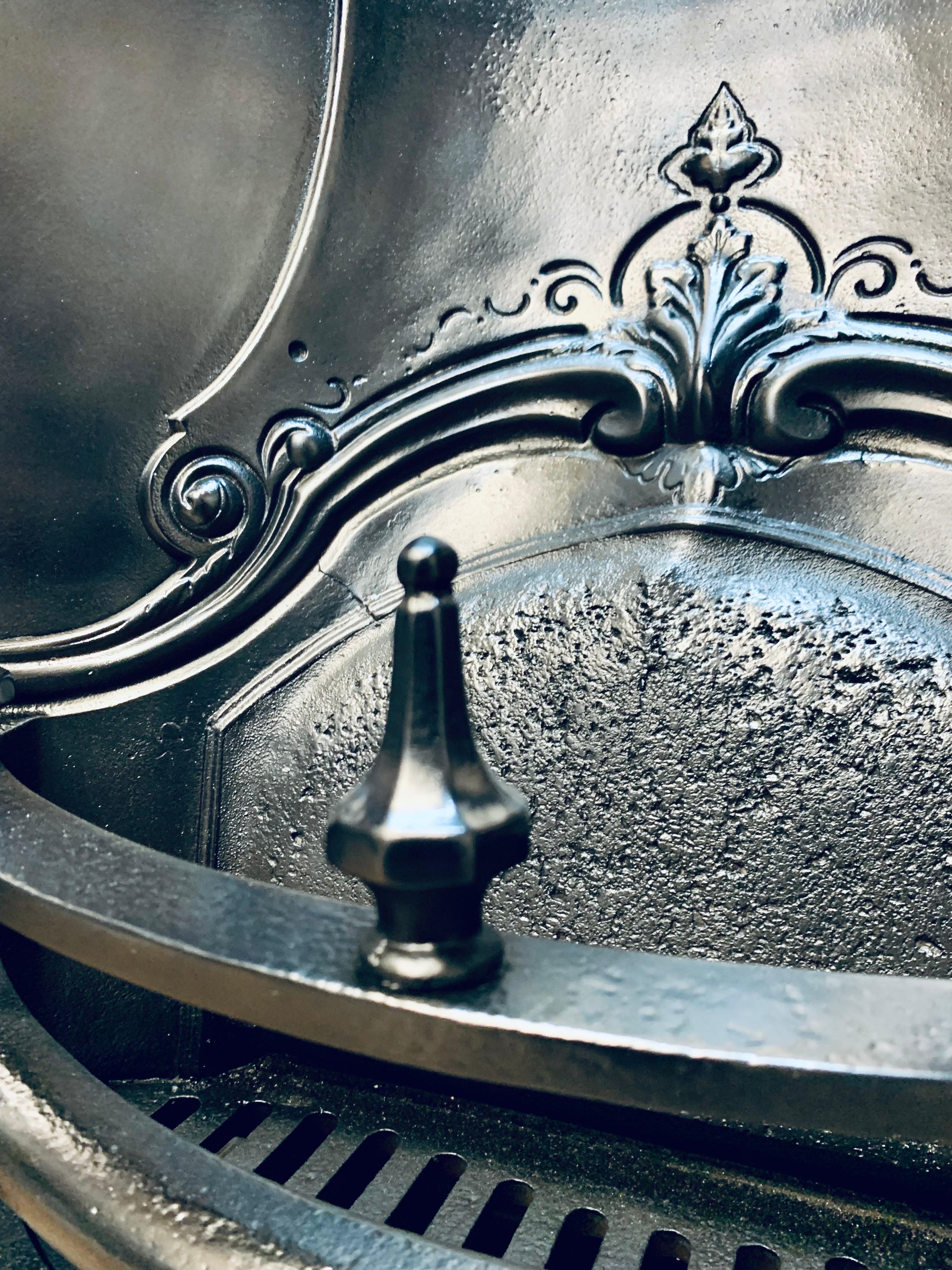 English 19th Century Victorian Horseshoe Cast Iron Fireplace Insert For Sale