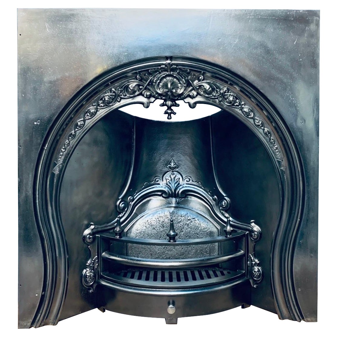 19th Century Victorian Horseshoe Cast Iron Fireplace Insert