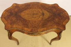 19th Century Victorian Inlaid Burr Walnut Center Table