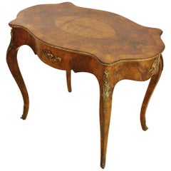 19th Century Victorian Inlaid Burr Walnut Center Table