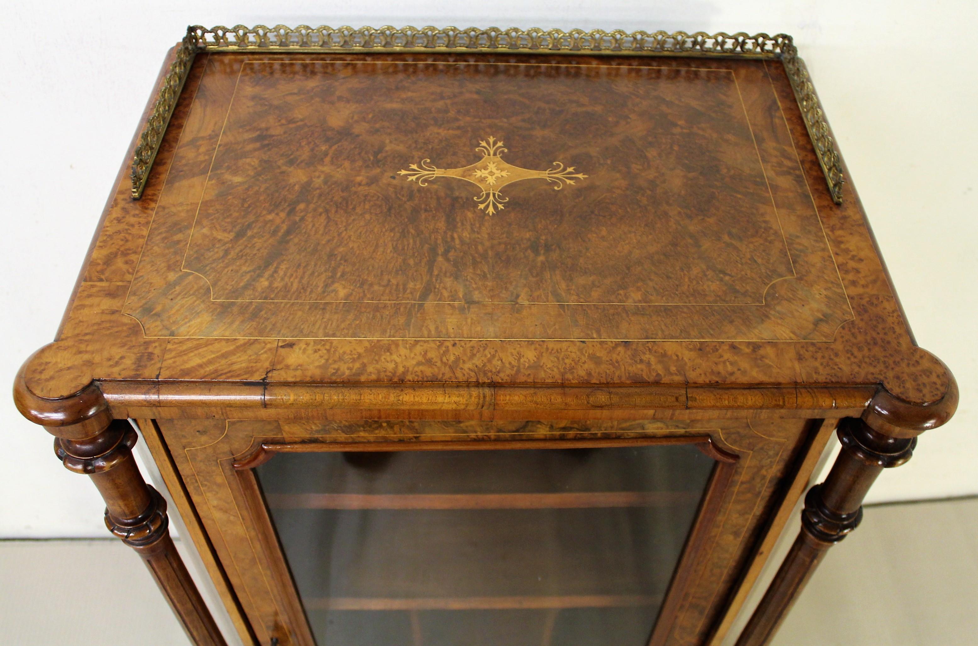 Inlay 19th Century Victorian Inlaid Burr Walnut Music Cabinet
