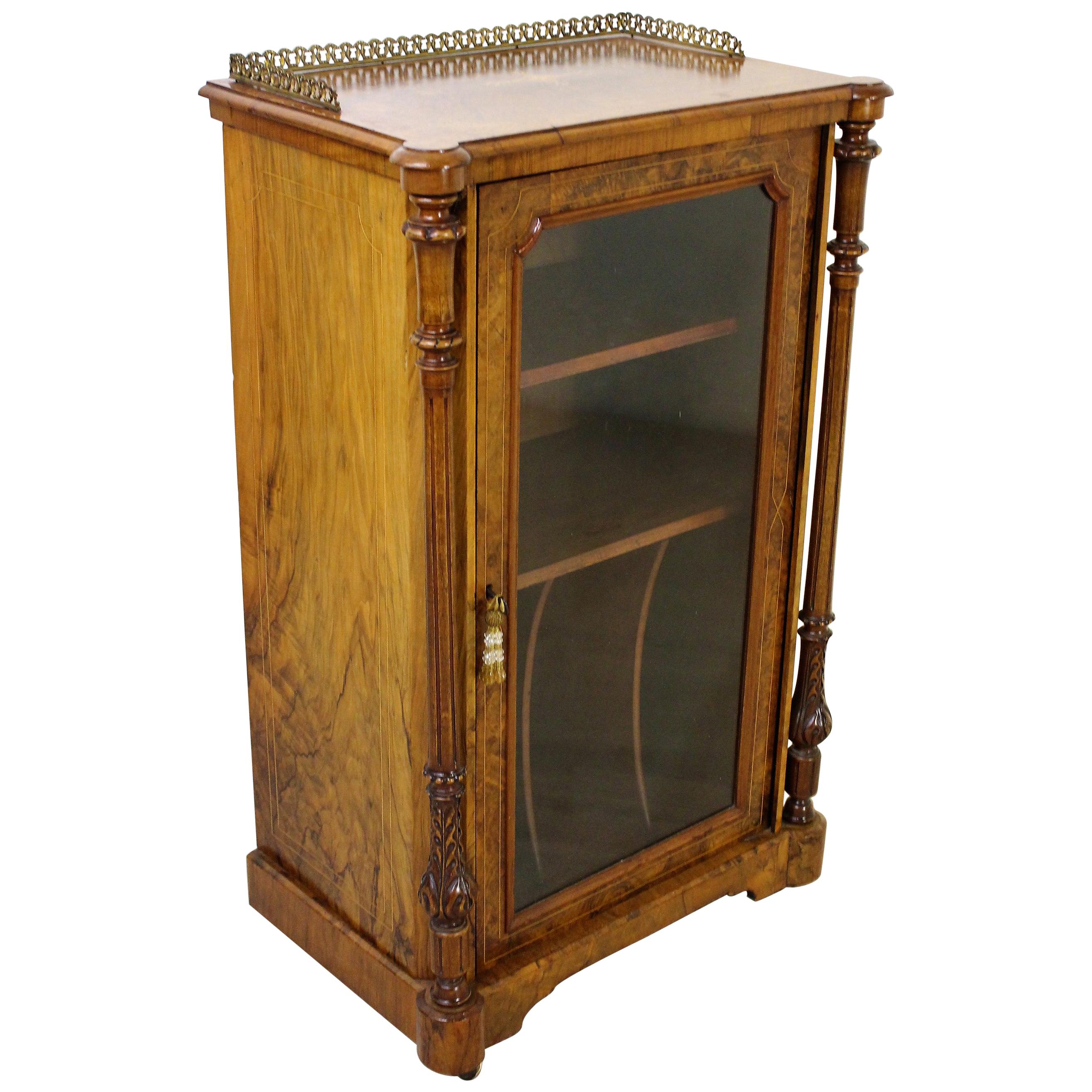 19th Century Victorian Inlaid Burr Walnut Music Cabinet