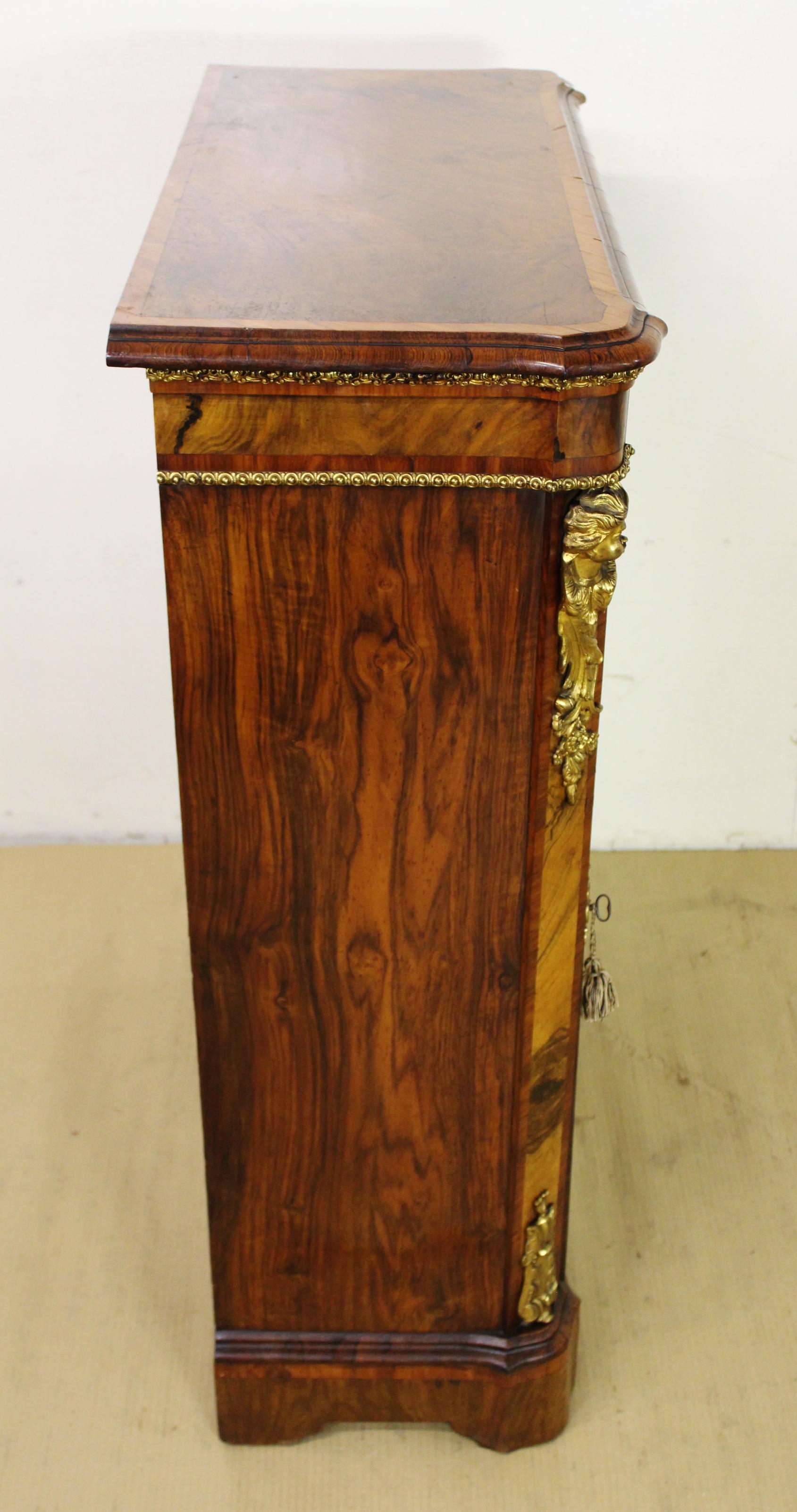 19th Century Victorian Inlaid Burr Walnut Pier Cabinet For Sale 12
