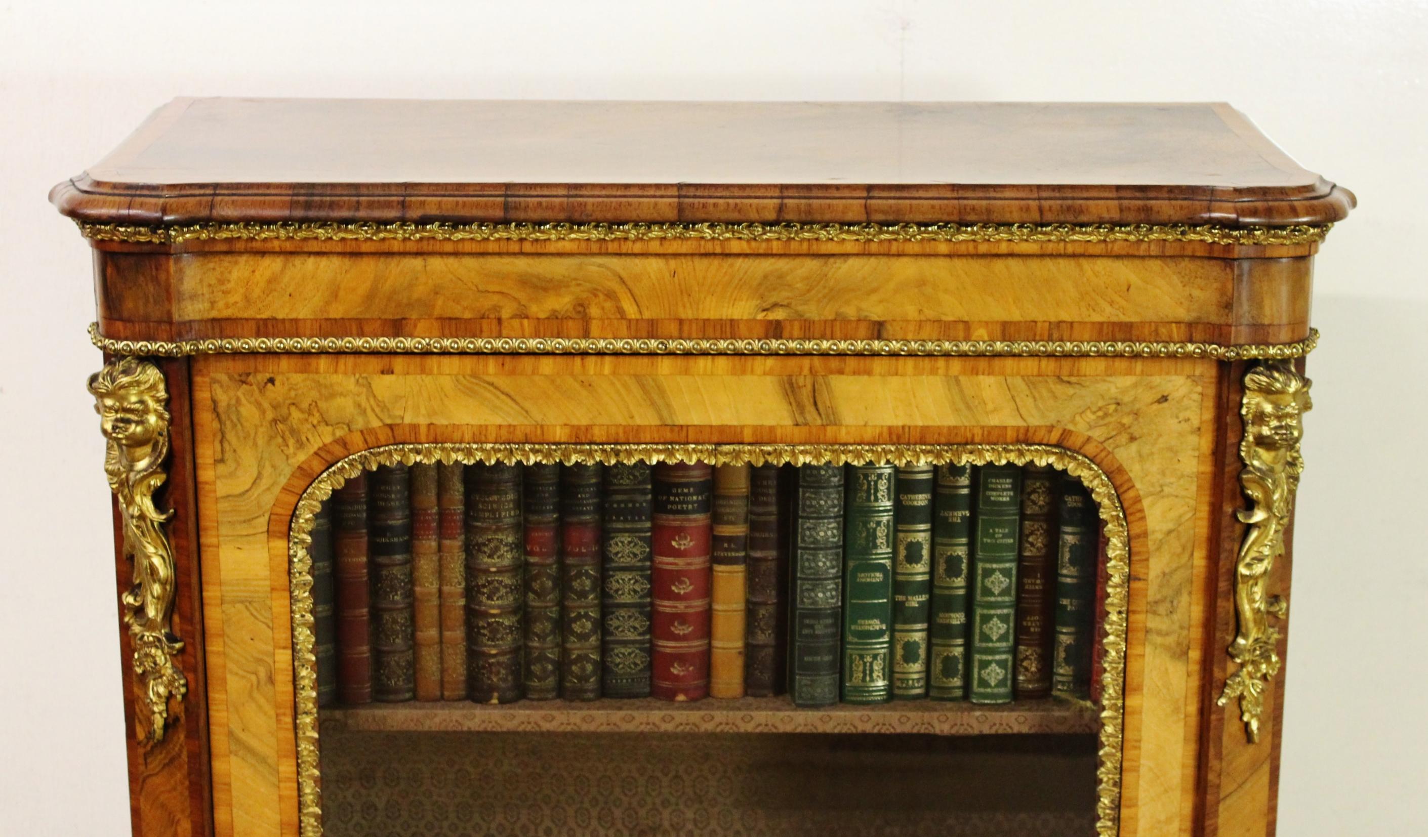 Inlay 19th Century Victorian Inlaid Burr Walnut Pier Cabinet For Sale