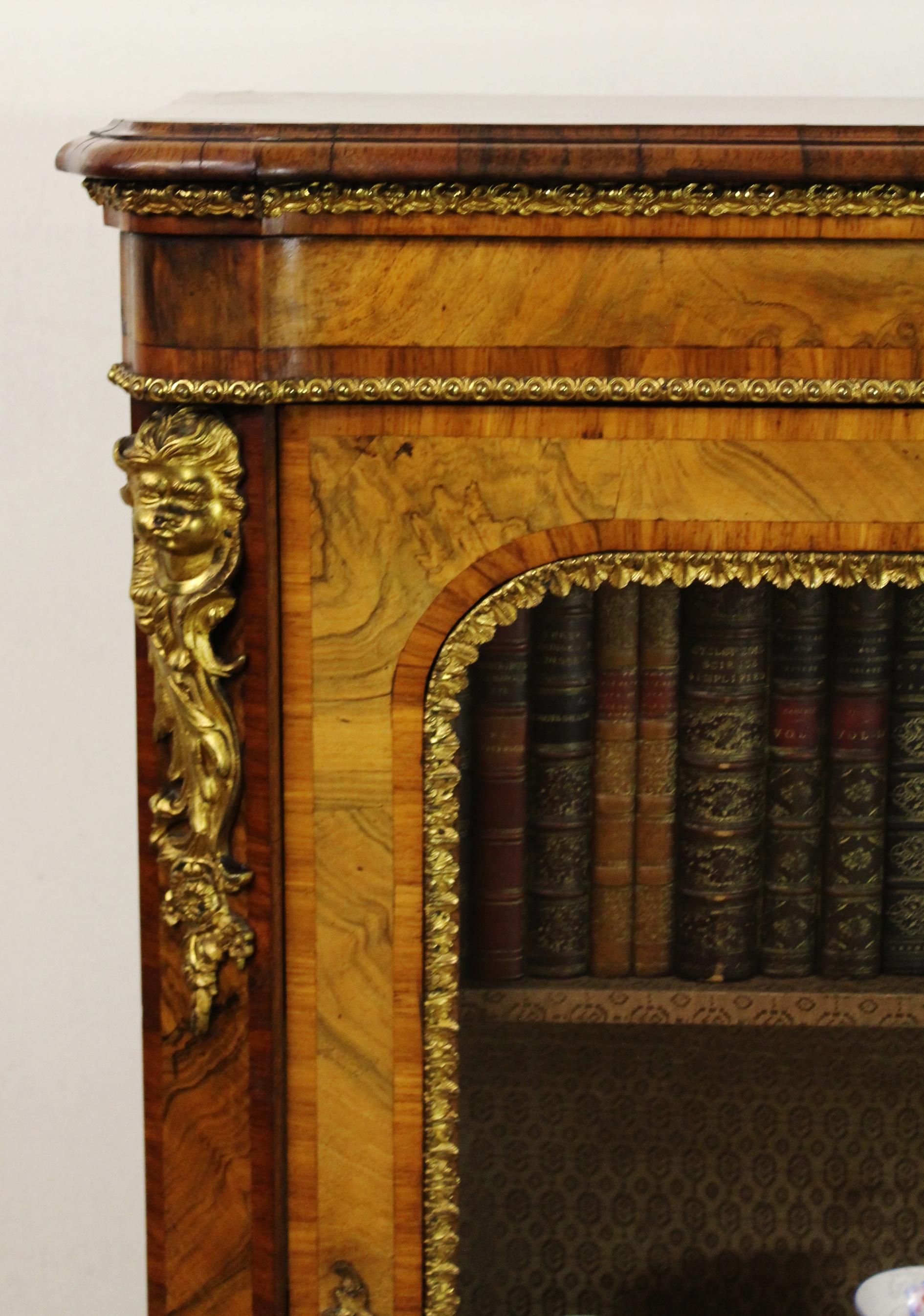 19th Century Victorian Inlaid Burr Walnut Pier Cabinet For Sale 1