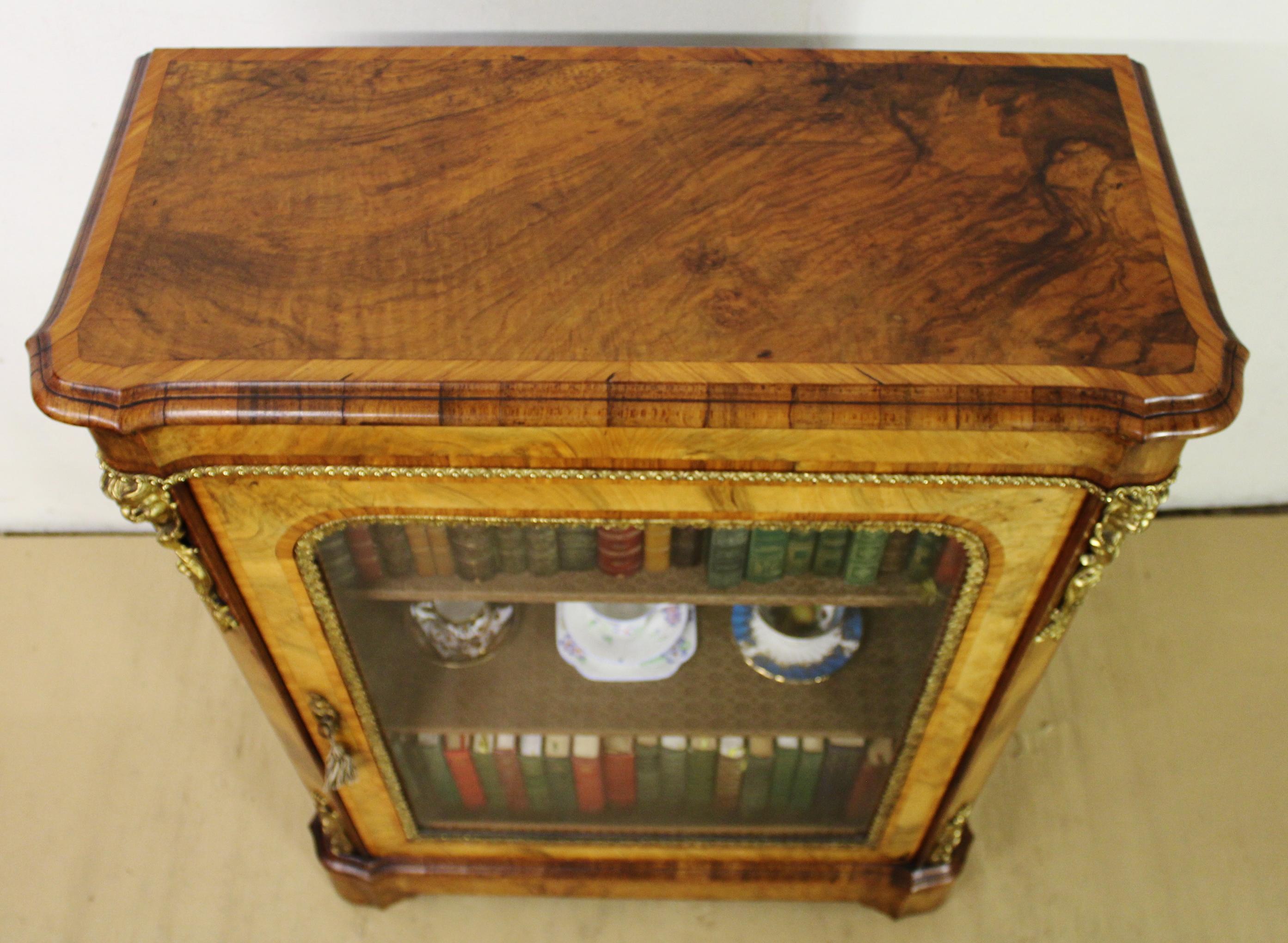 19th Century Victorian Inlaid Burr Walnut Pier Cabinet For Sale 3