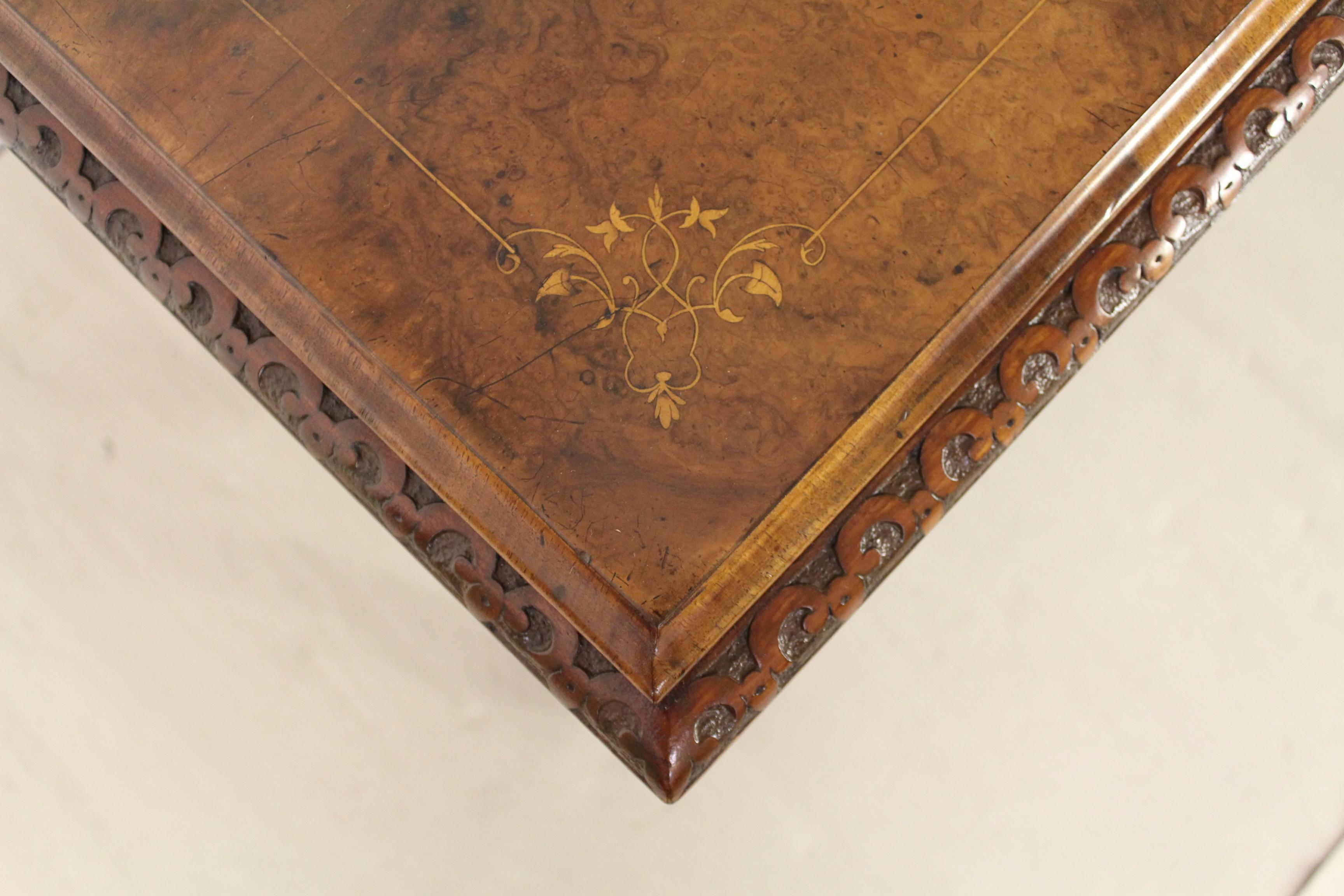 19th Century Victorian Inlaid Burr Walnut Sewing Table In Good Condition For Sale In Poling, West Sussex