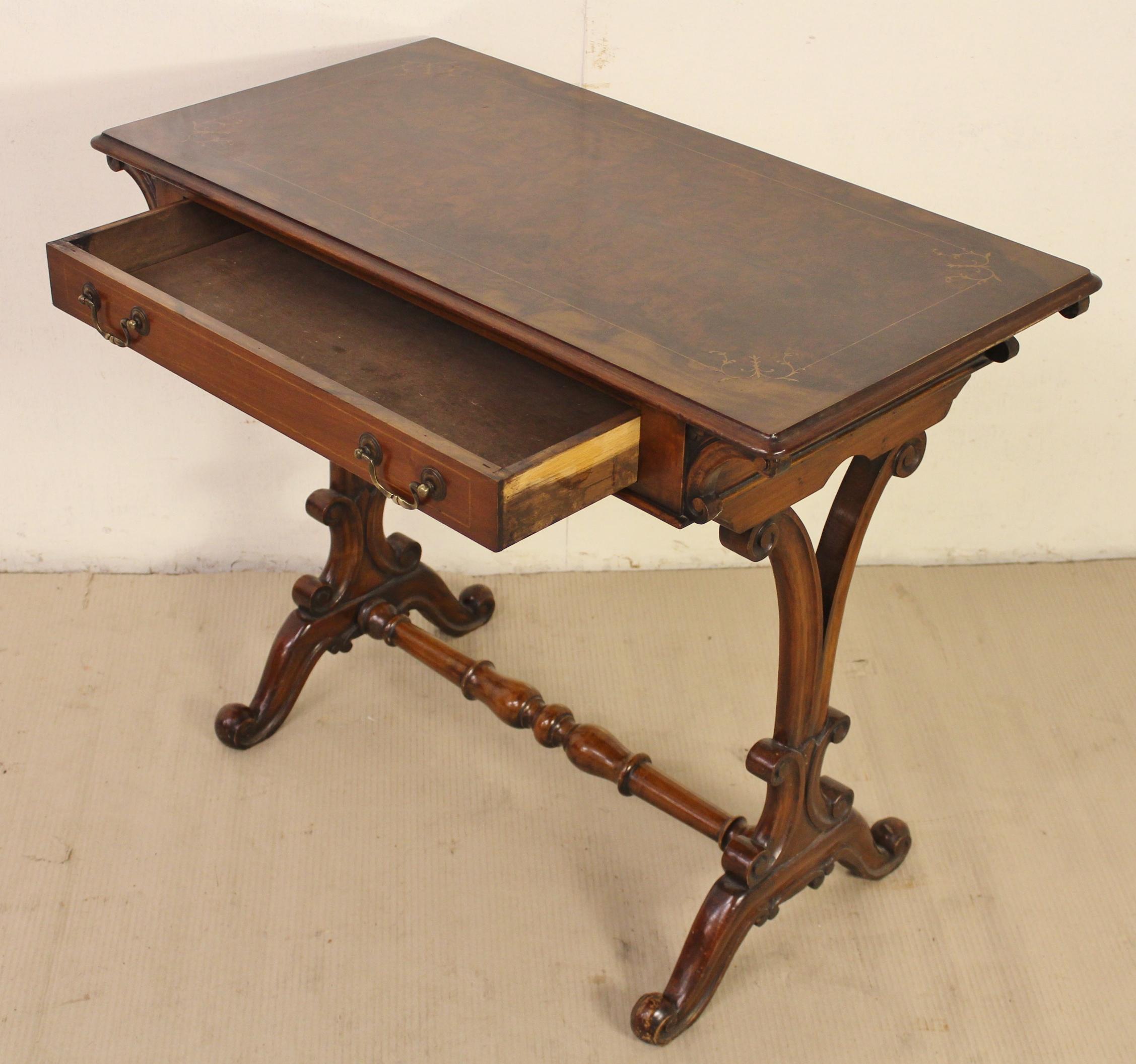 19th Century Victorian Inlaid Burr Walnut Side Table 6