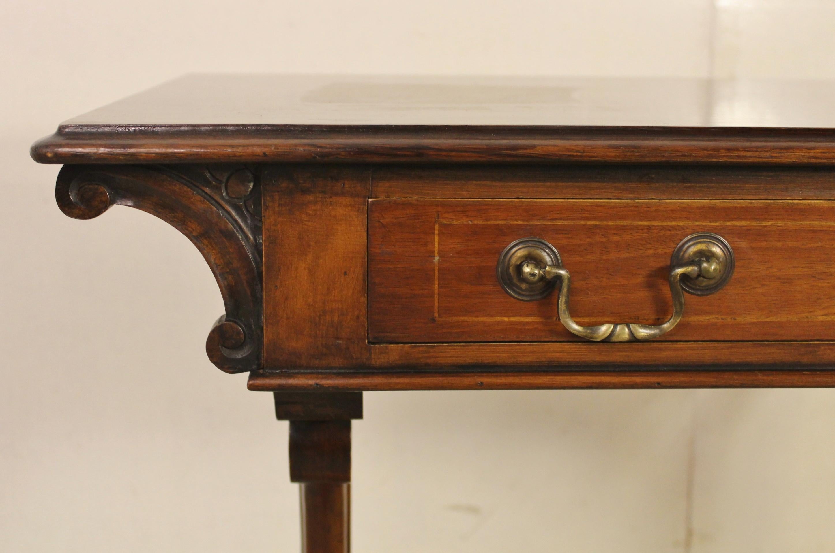 19th Century Victorian Inlaid Burr Walnut Side Table 1