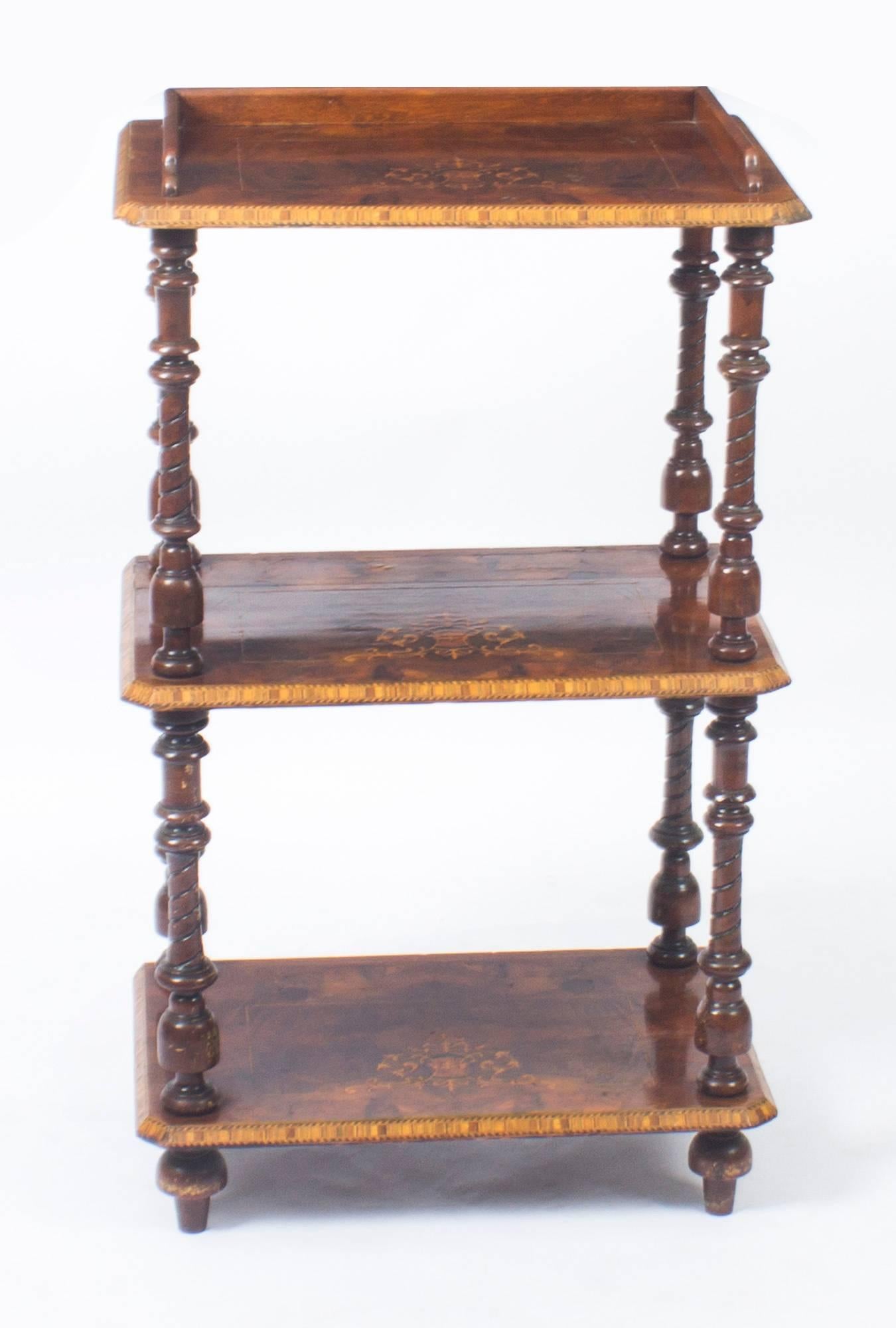 There is no mistaking the unique quality and elegant design of this Victorian whatnot, circa 1880 in date.

This piece of furniture is extremely versatile and can be placed in your living room, office, reception, or dining room.

The design of