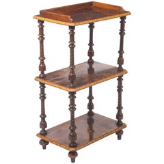 19th Century Victorian Inlaid Burr Walnut Whatnot Stand