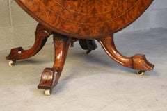 19th Century Inlaid Dining Table, Burl Walnut Marquetry Victorian period