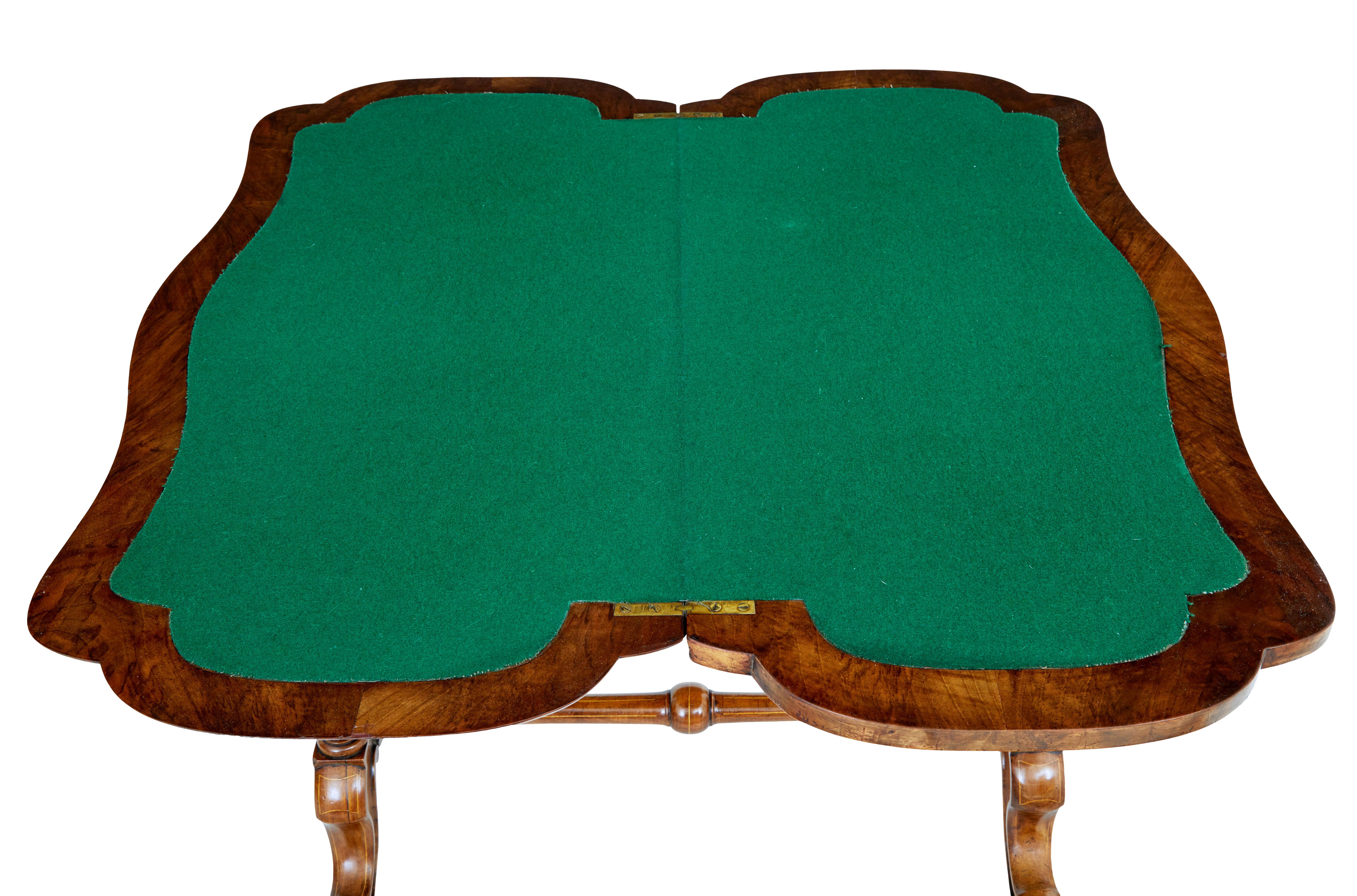 Walnut 19th Century Victorian inlaid walnut card table For Sale