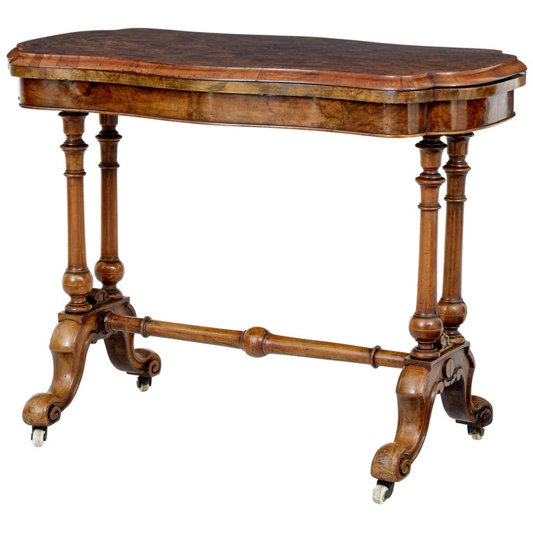 19th century Victorian Inlaid Walnut Card Table For Sale at 1stDibs