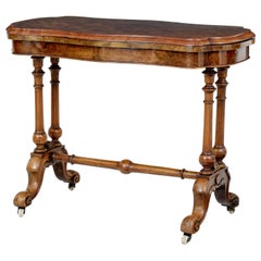 19th Century Victorian Inlaid Walnut Card Table