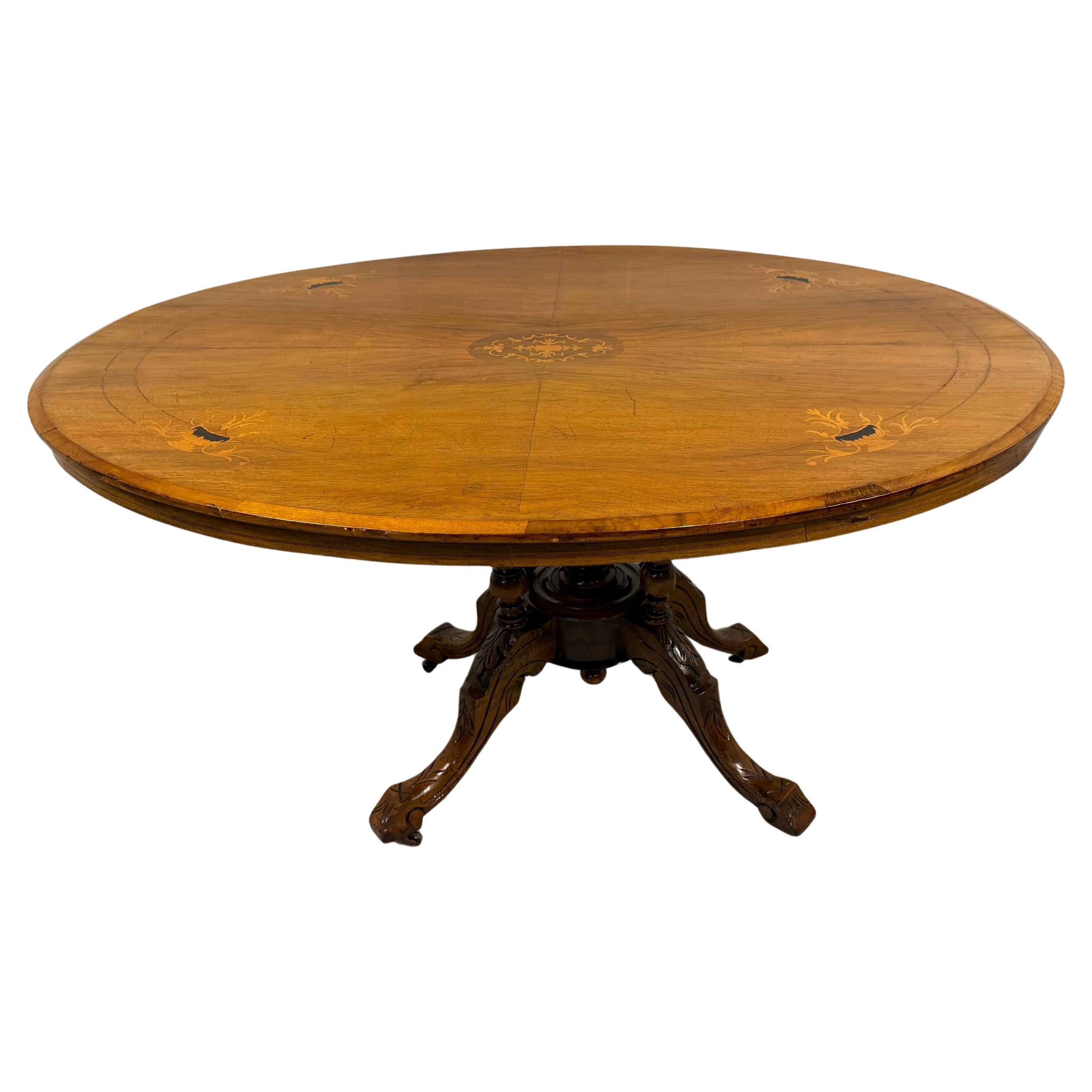 19th Century Victorian Inlaid Walnut Centre /Loo table For Sale