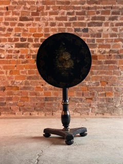 19th Century Victorian Japanned Lacquer and Papier Mâché Tilt-Top Table circa 18