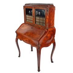 19th Century Victorian Kingwood and Walnut Bombé Shaped Bureau, Ormolu Mounts