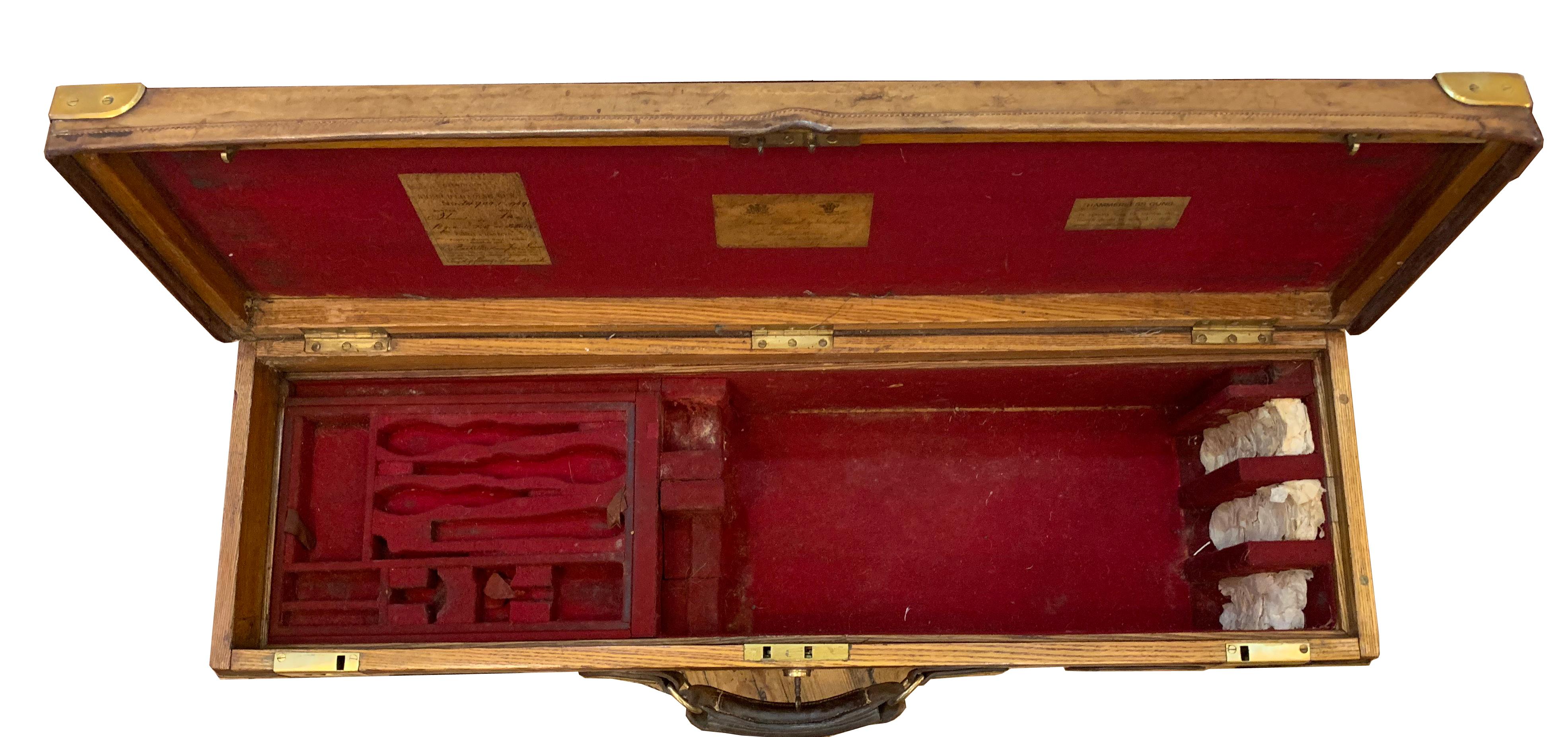 19th Century Victorian Leather over Oak Triple Shotgun Case James Purdey & Sons For Sale 5