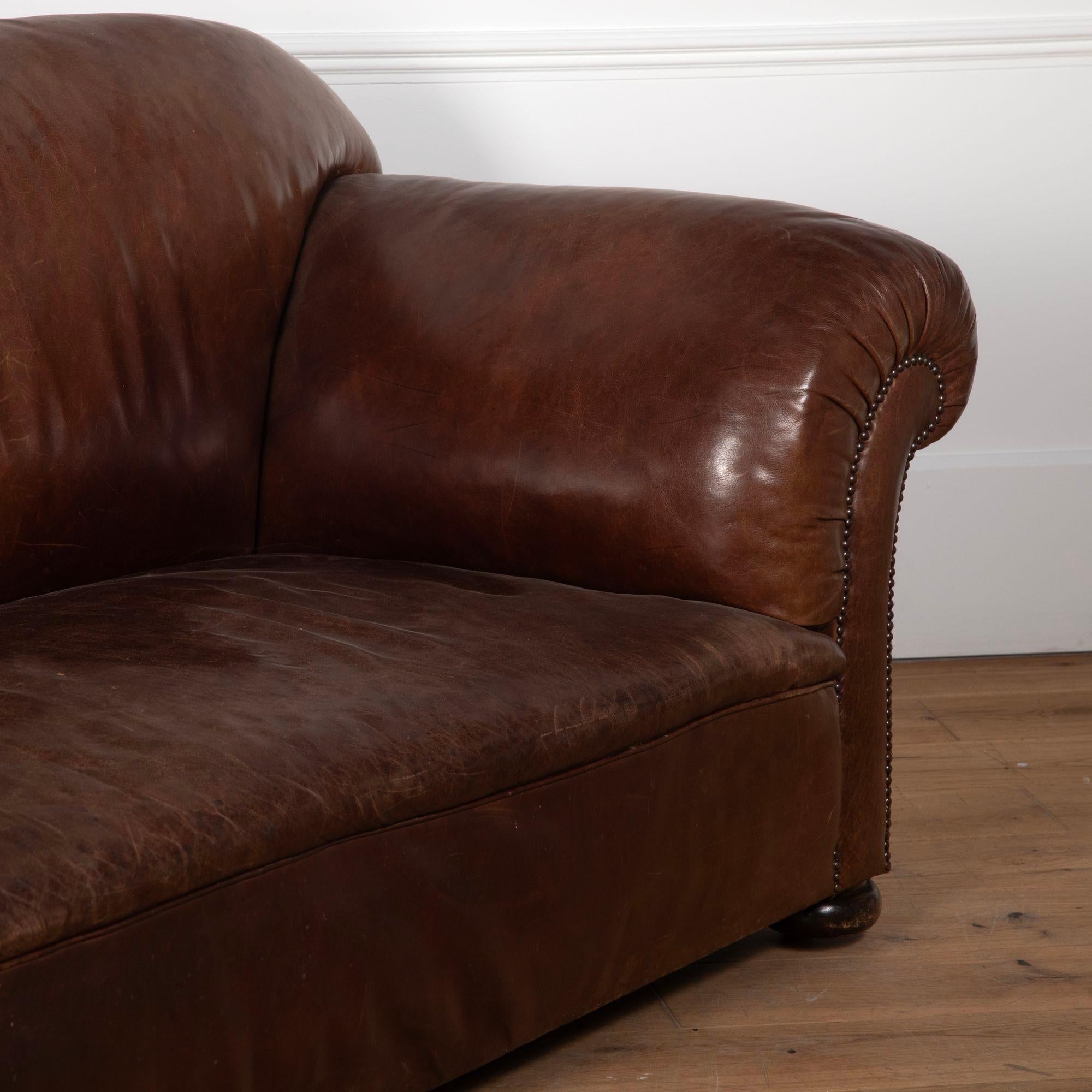 19th Century Victorian Leather Sofa For Sale 1