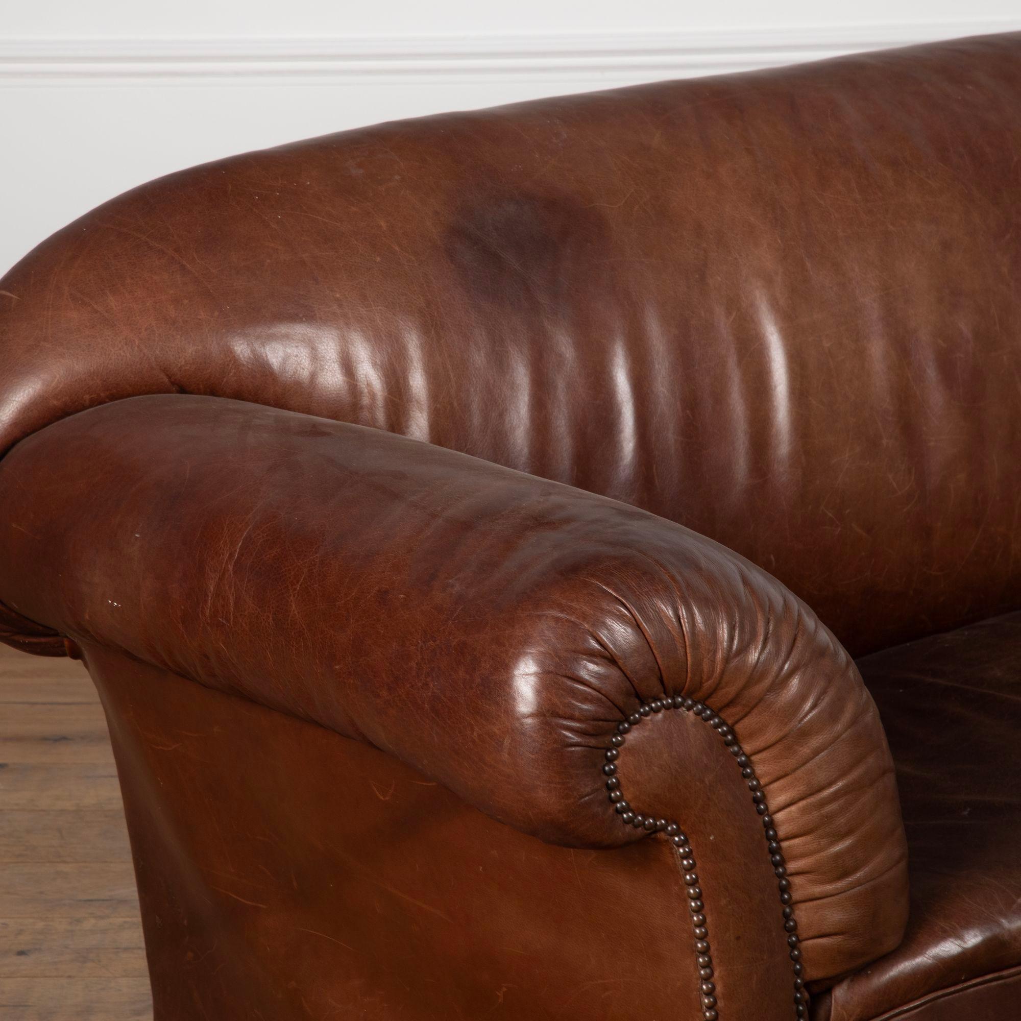 19th Century Victorian Leather Sofa For Sale 2