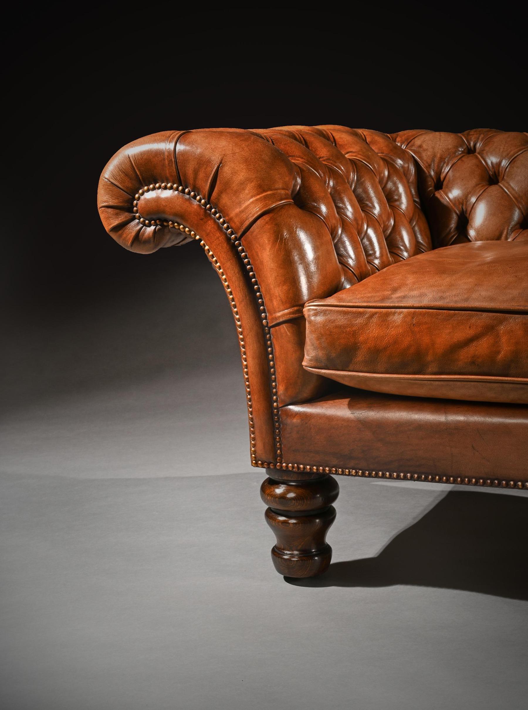 19th Century Victorian Leather Upholstered Chesterfield Sofa 3