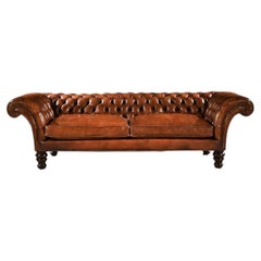 Antique 19th Century Victorian Leather Upholstered Chesterfield Sofa