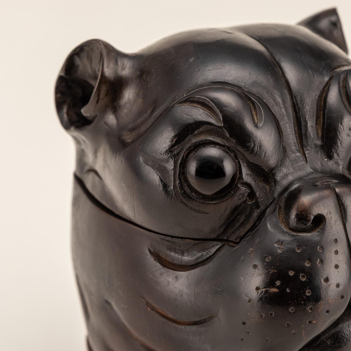 19th Century Victorian Lignum Vitae Bulldog Inkwell, c.1860 5