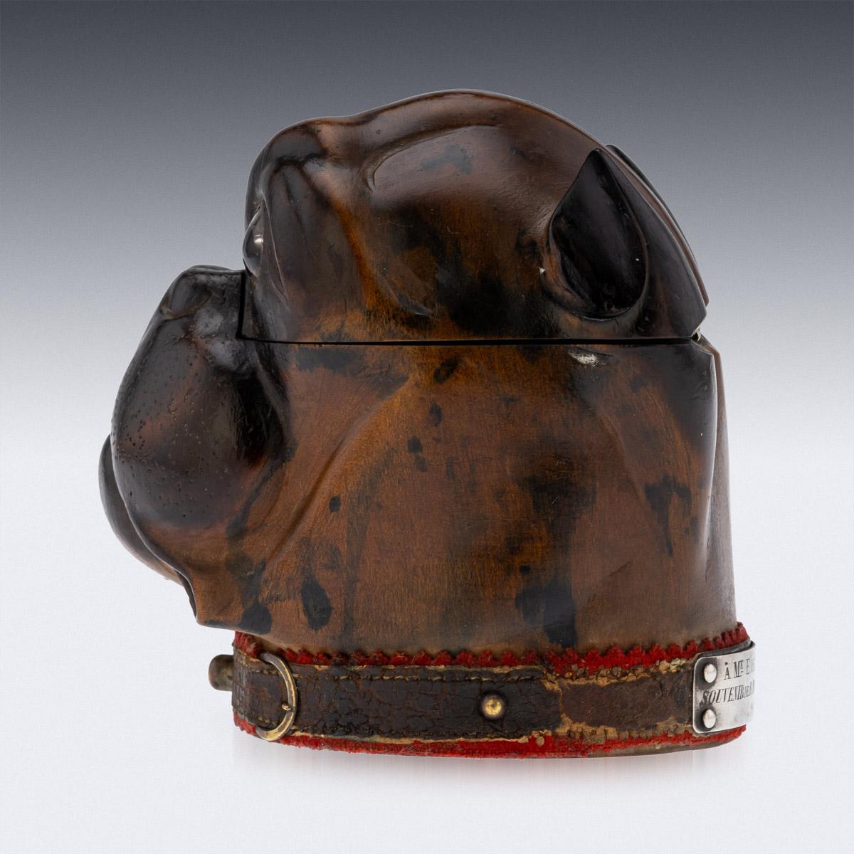 English 19th Century Victorian Lignum Vitae Bulldog Inkwell, c.1860 For Sale