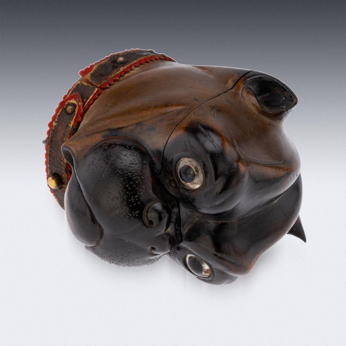 Viktorianisches Lignum Vitae Bulldogge-Tintenfass aus dem 19. Jahrhundert, um 1860 im Angebot 2