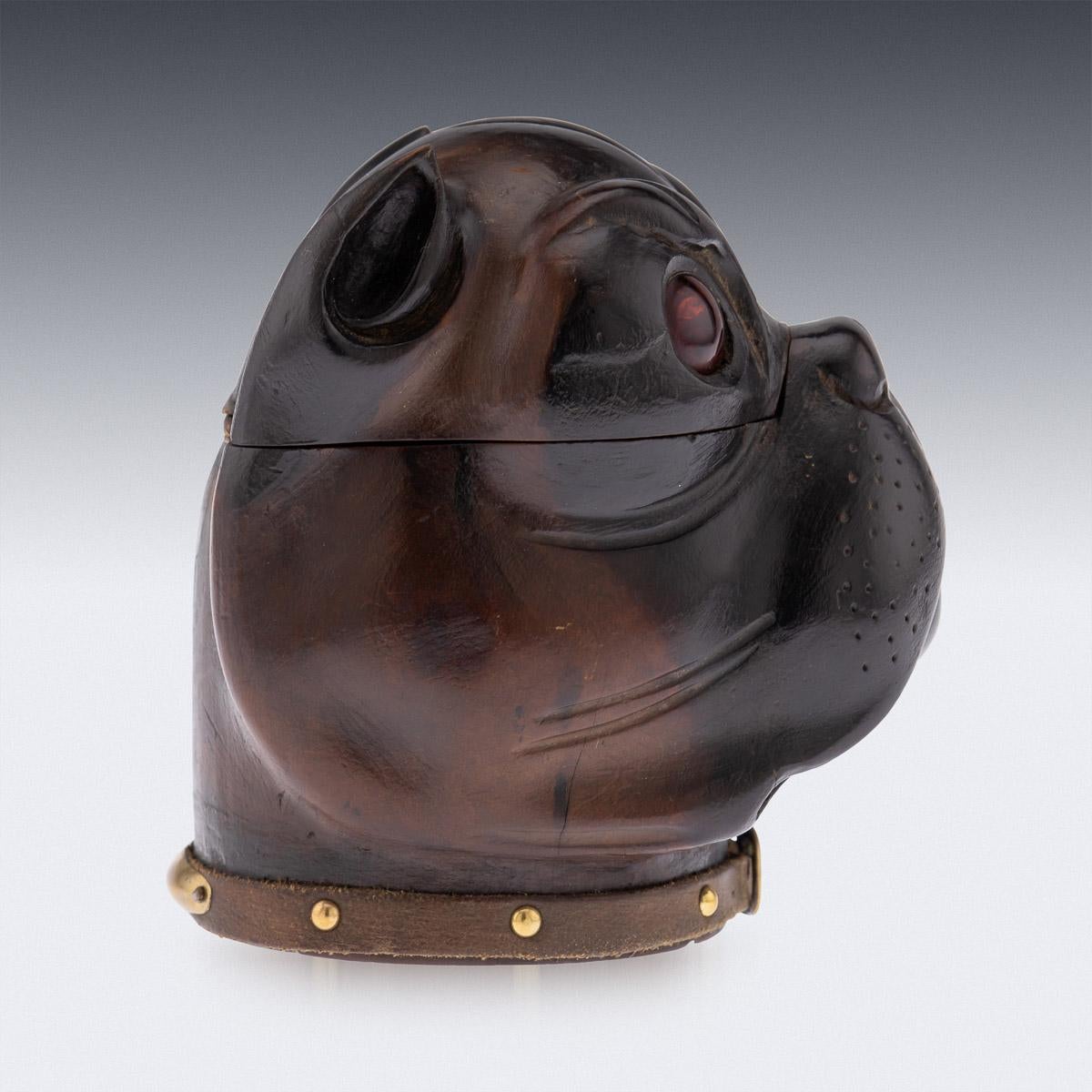 19th Century Victorian Lignum Vitae Bulldog Inkwell, c.1860 For Sale 2